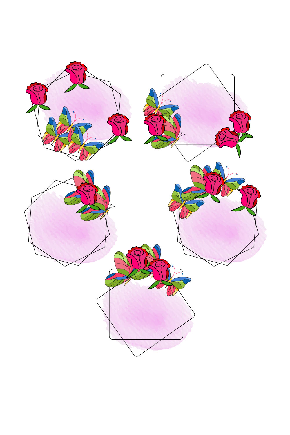 Floral ornament svg bundle pinterest preview image.