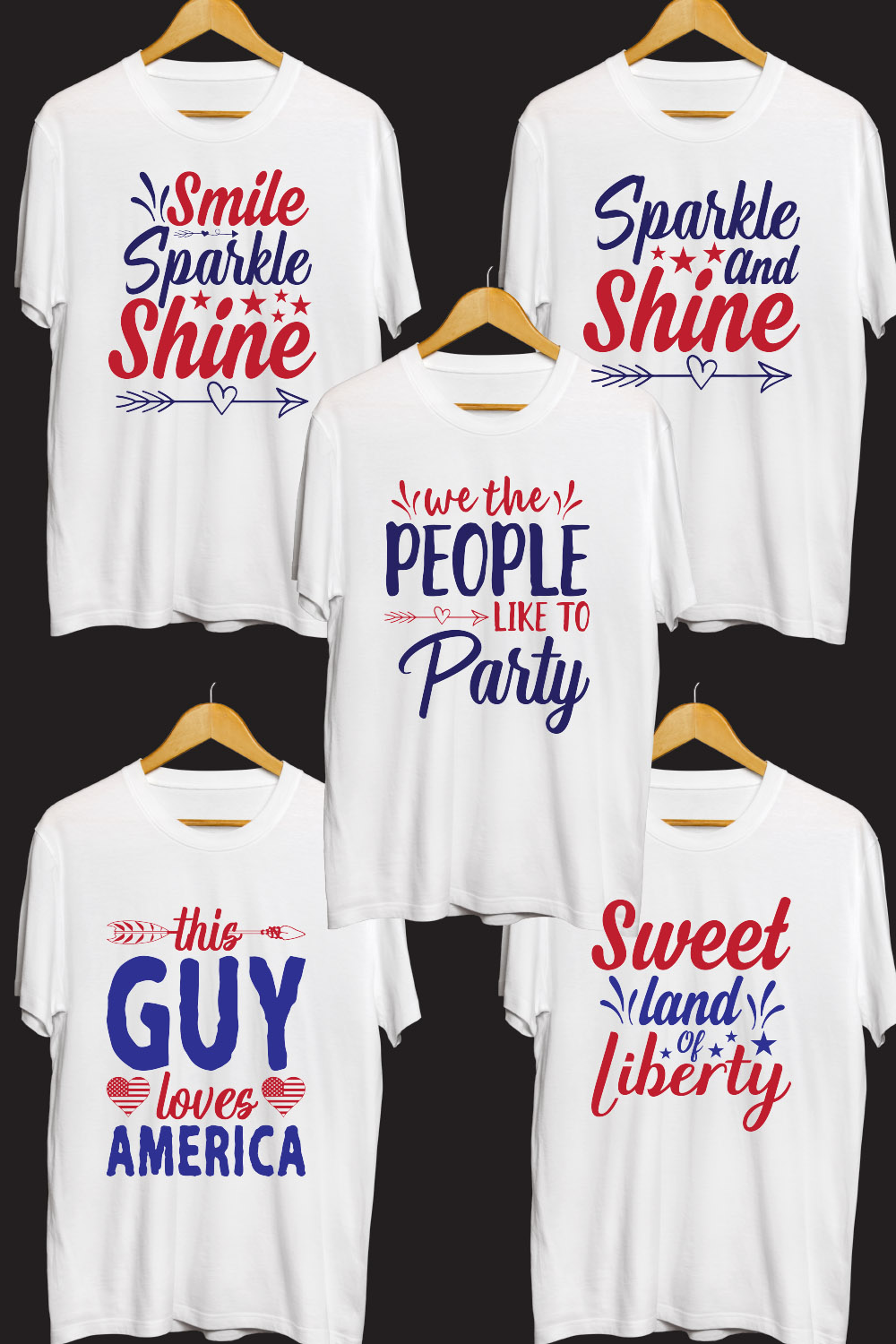 4th Of July SVG T shirt Designs Bundle pinterest preview image.