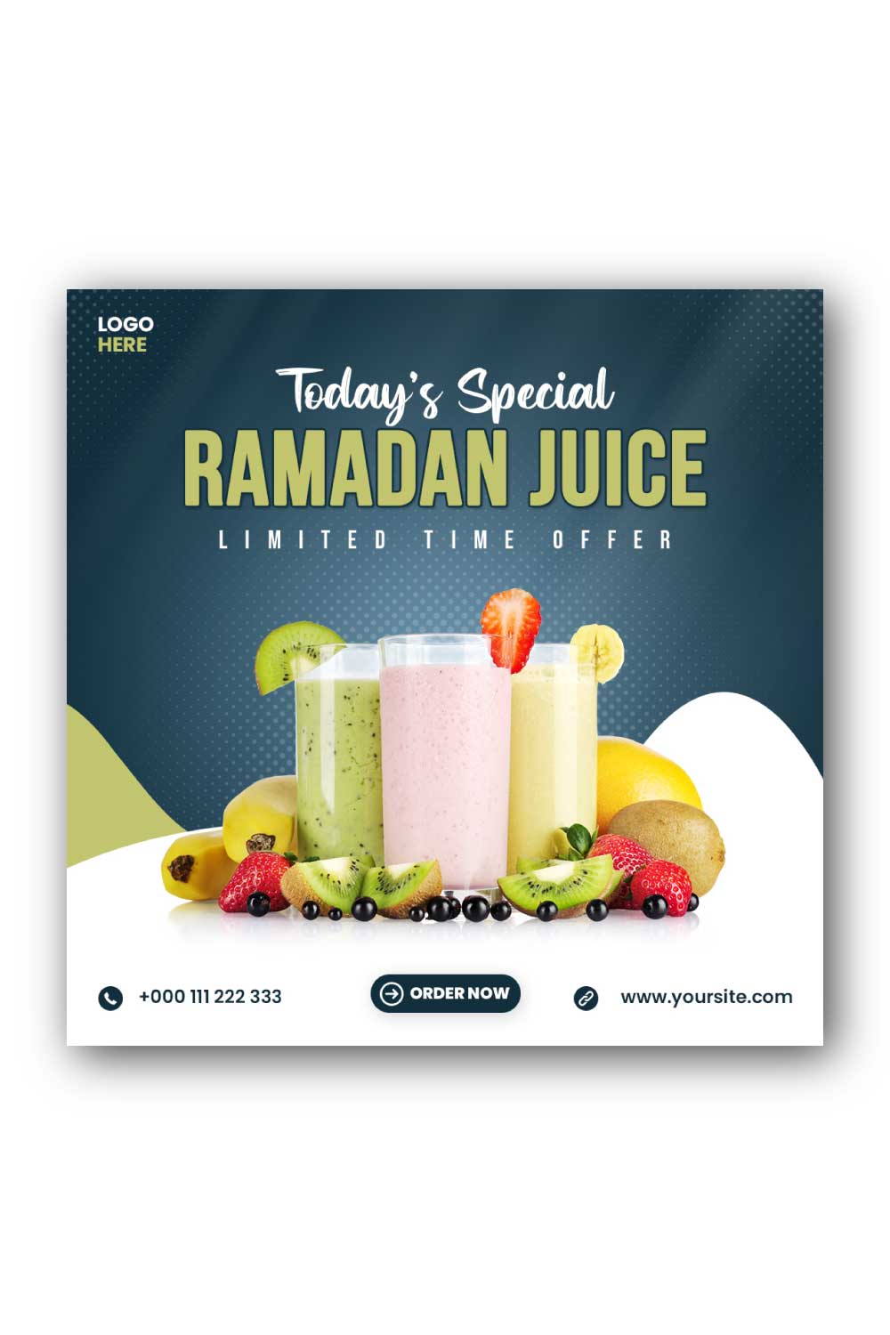 Ramadan juice Social Media Instagram Post Template pinterest preview image.