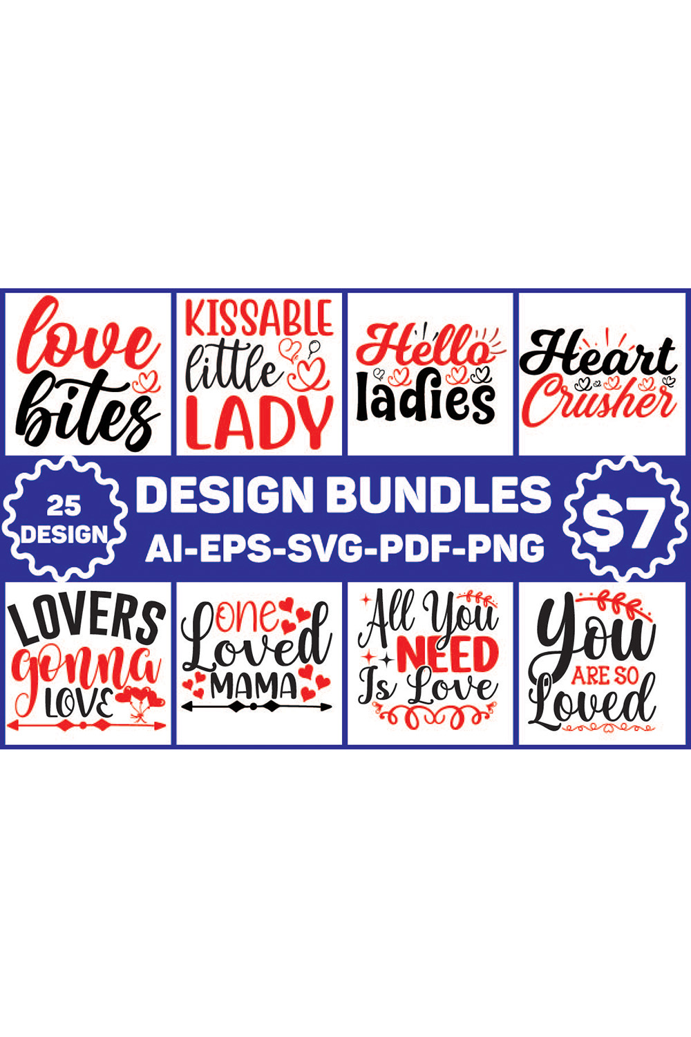 Valentine Designs Bundle pinterest preview image.