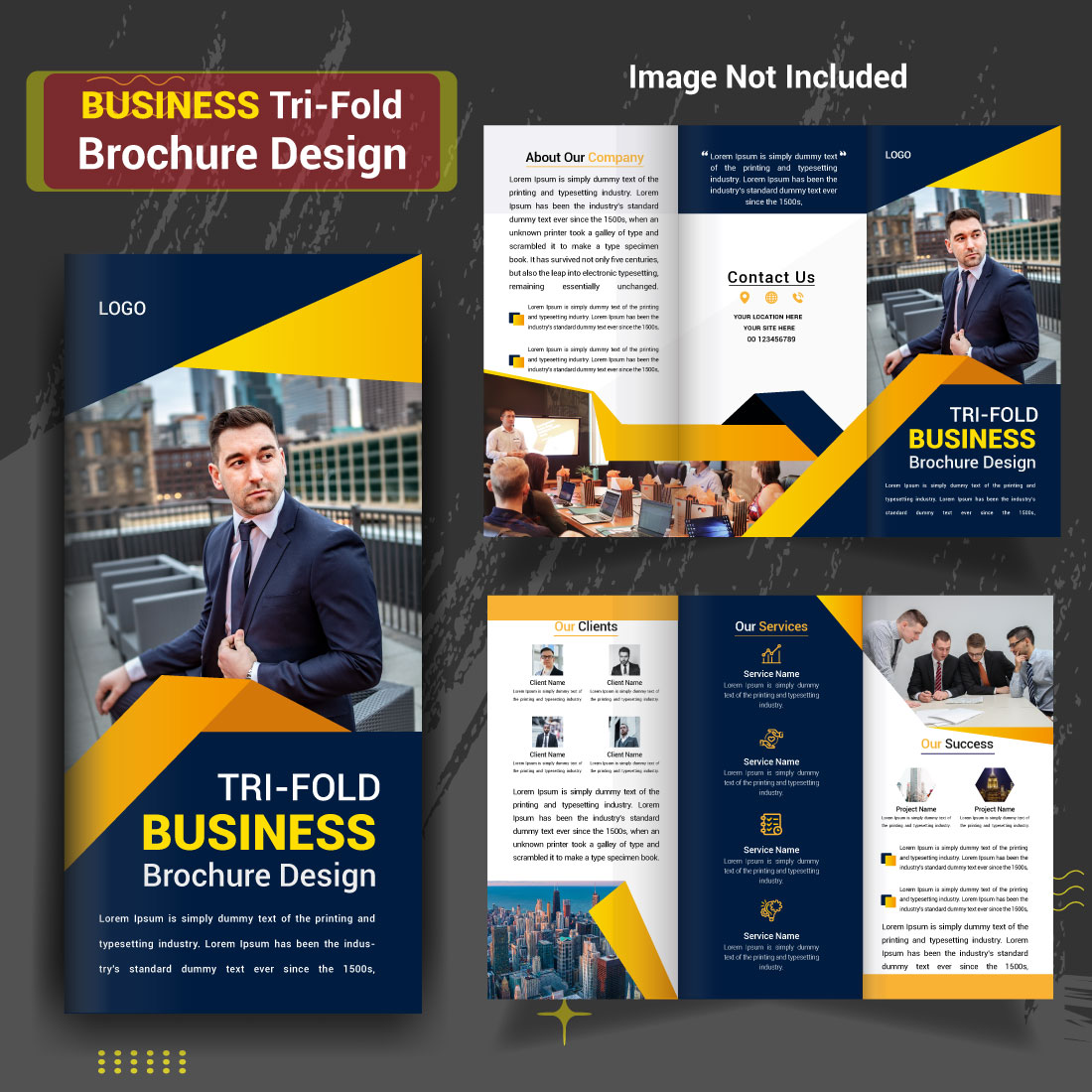 Business Tri Fold Brochure Profile Template Design preview image.