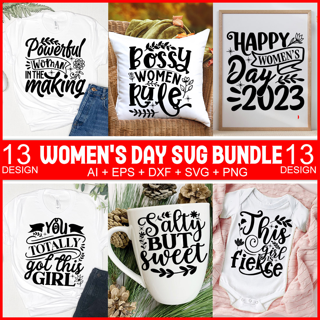 women\'s day svg bundle preview image.