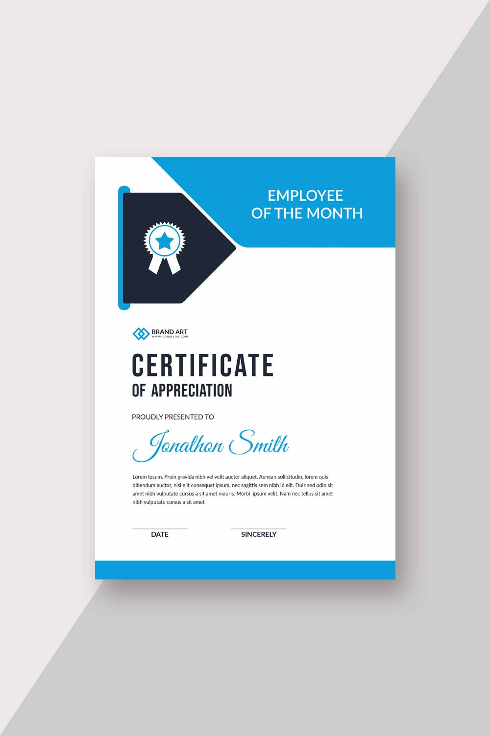 Corporate Award Certificate Template pinterest preview image.