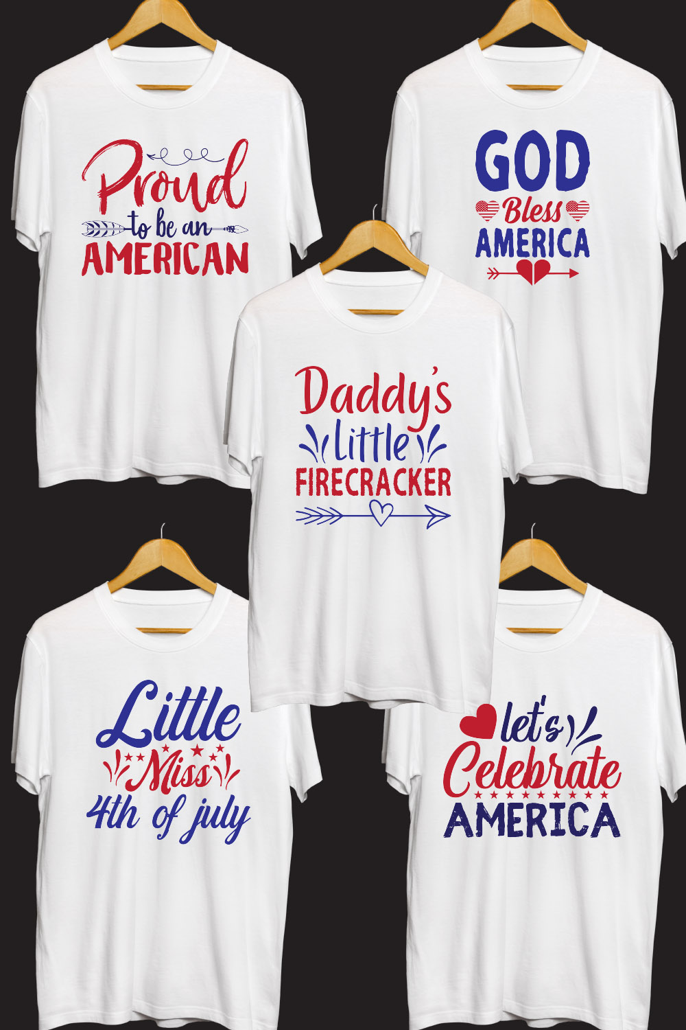 4th Of July SVG T shirt Designs Bundle pinterest preview image.