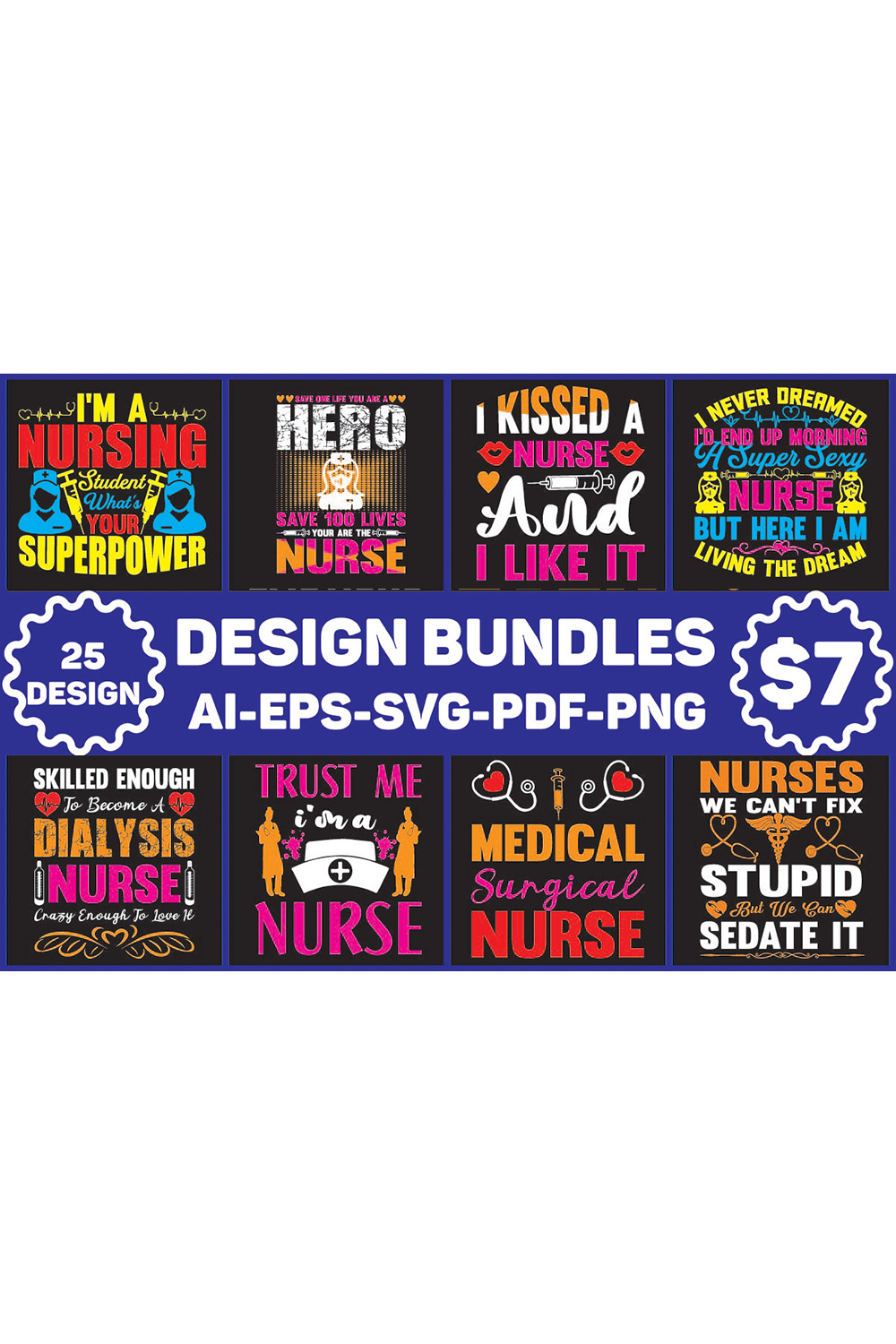 Nurse Design Bundle pinterest preview image.