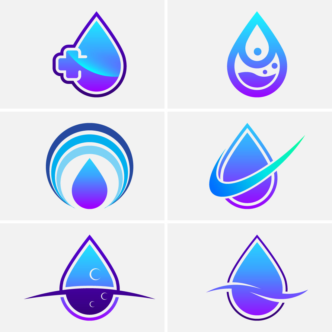 Abstract water drop logo sign symbol vector illustration, Water drop Logo design template preview image.