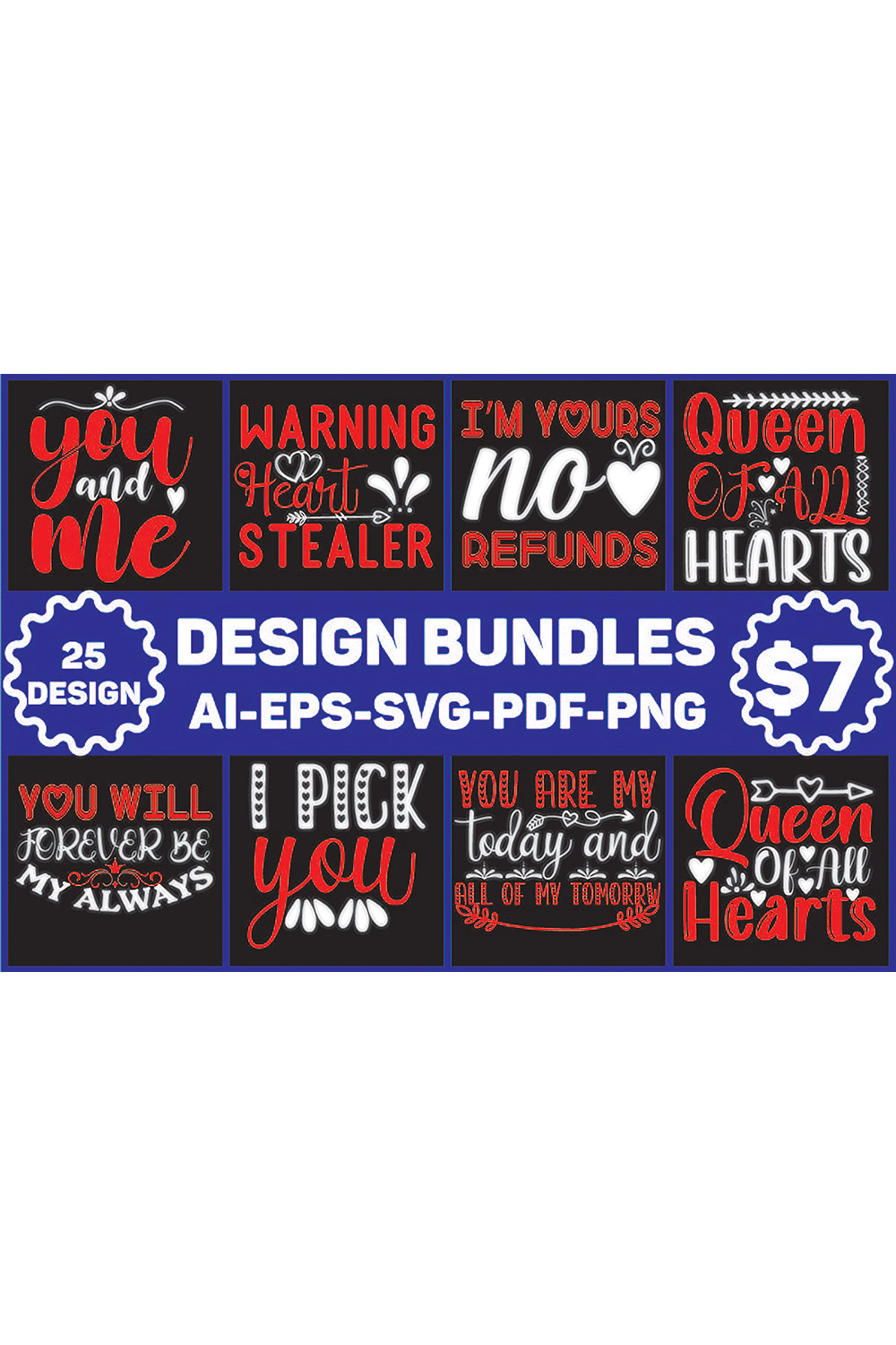 Valentine Designs Bundle pinterest preview image.