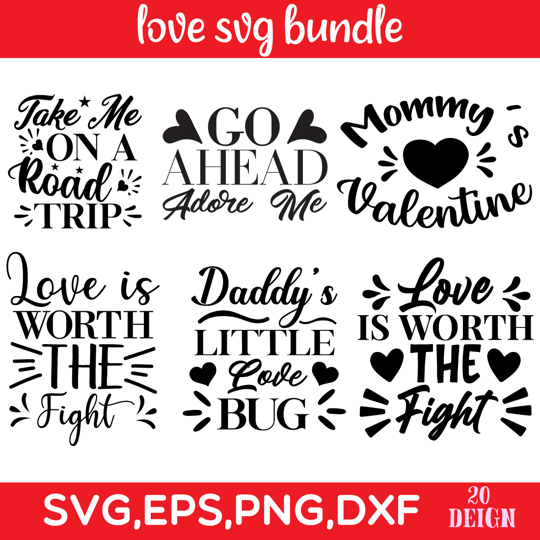 Love SVG Bundle preview image.
