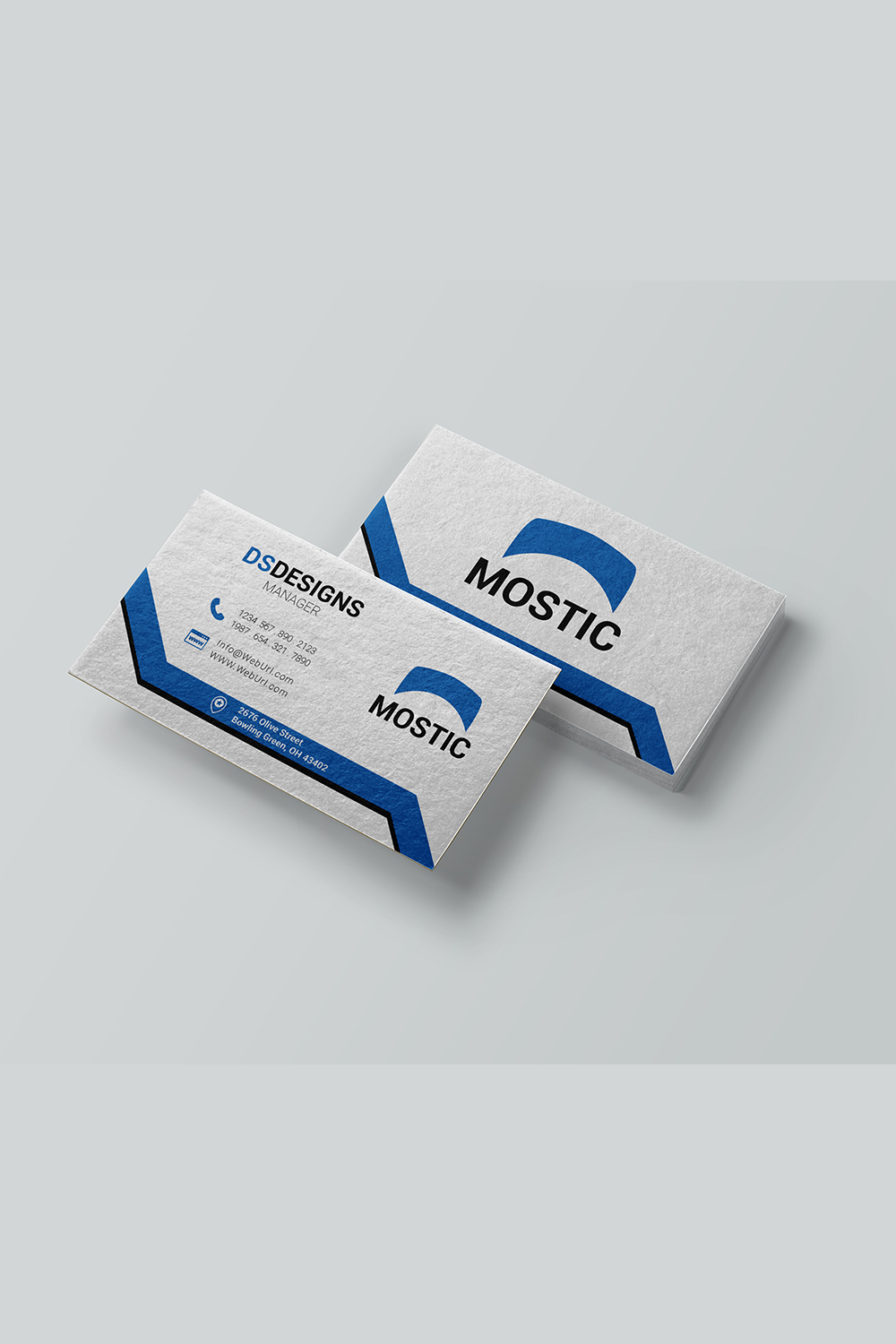 Unique and modern business card design pinterest preview image.