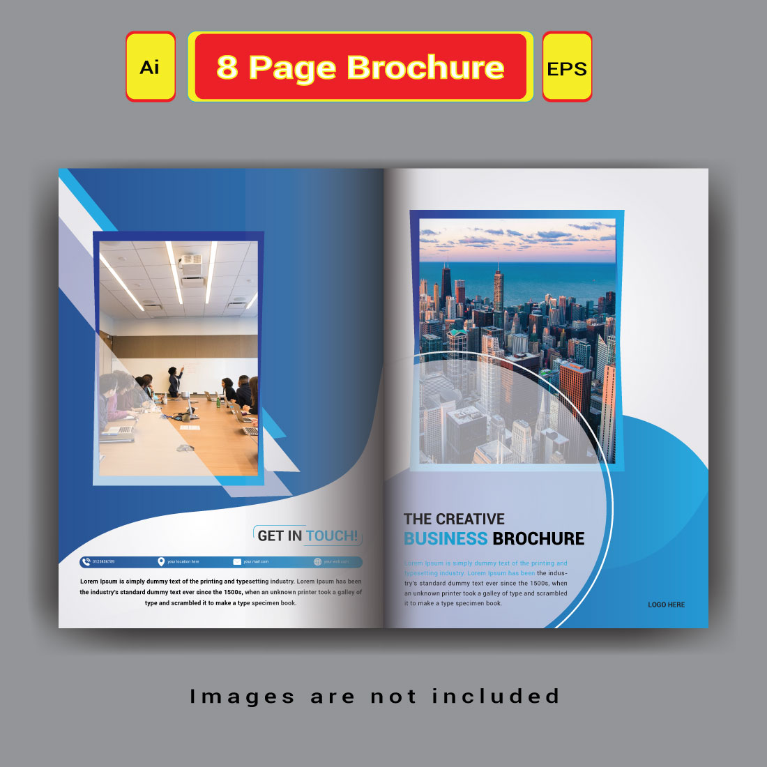 8 Page Business Profile Brochure Template Design preview image.