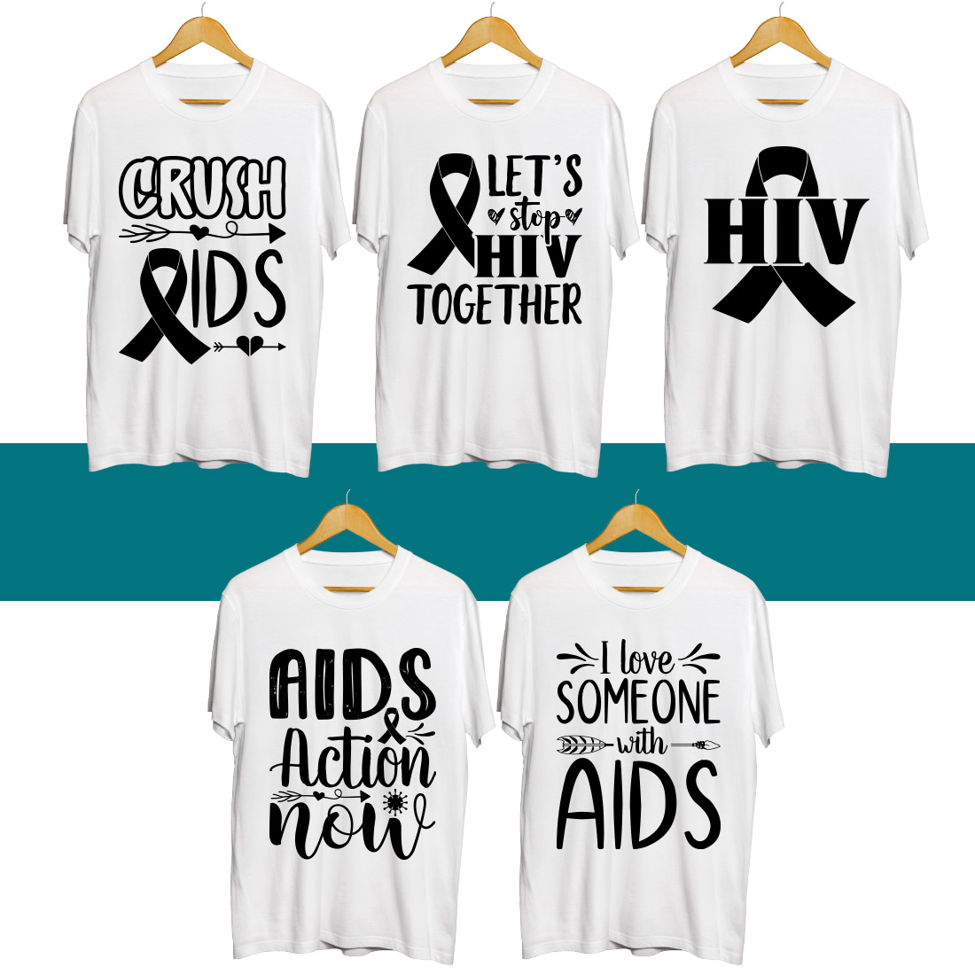 Aids Day SVG T Shirt Designs Bundle cover image.