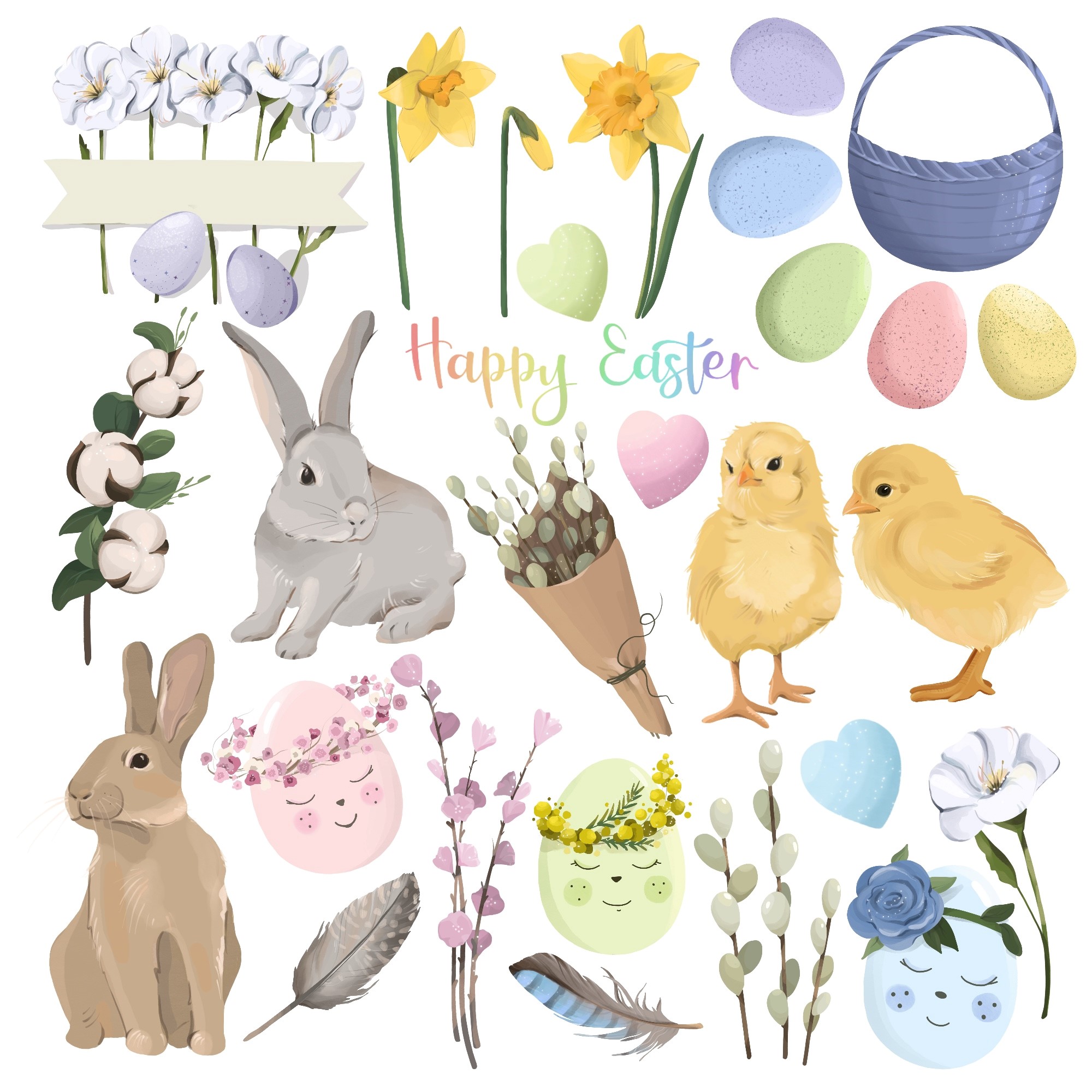 Happy Easter Clipart Set preview image.