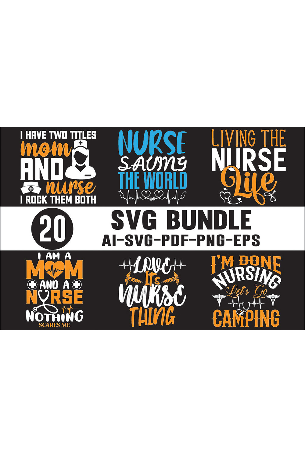 Nurse SVG Designs Bundle pinterest preview image.