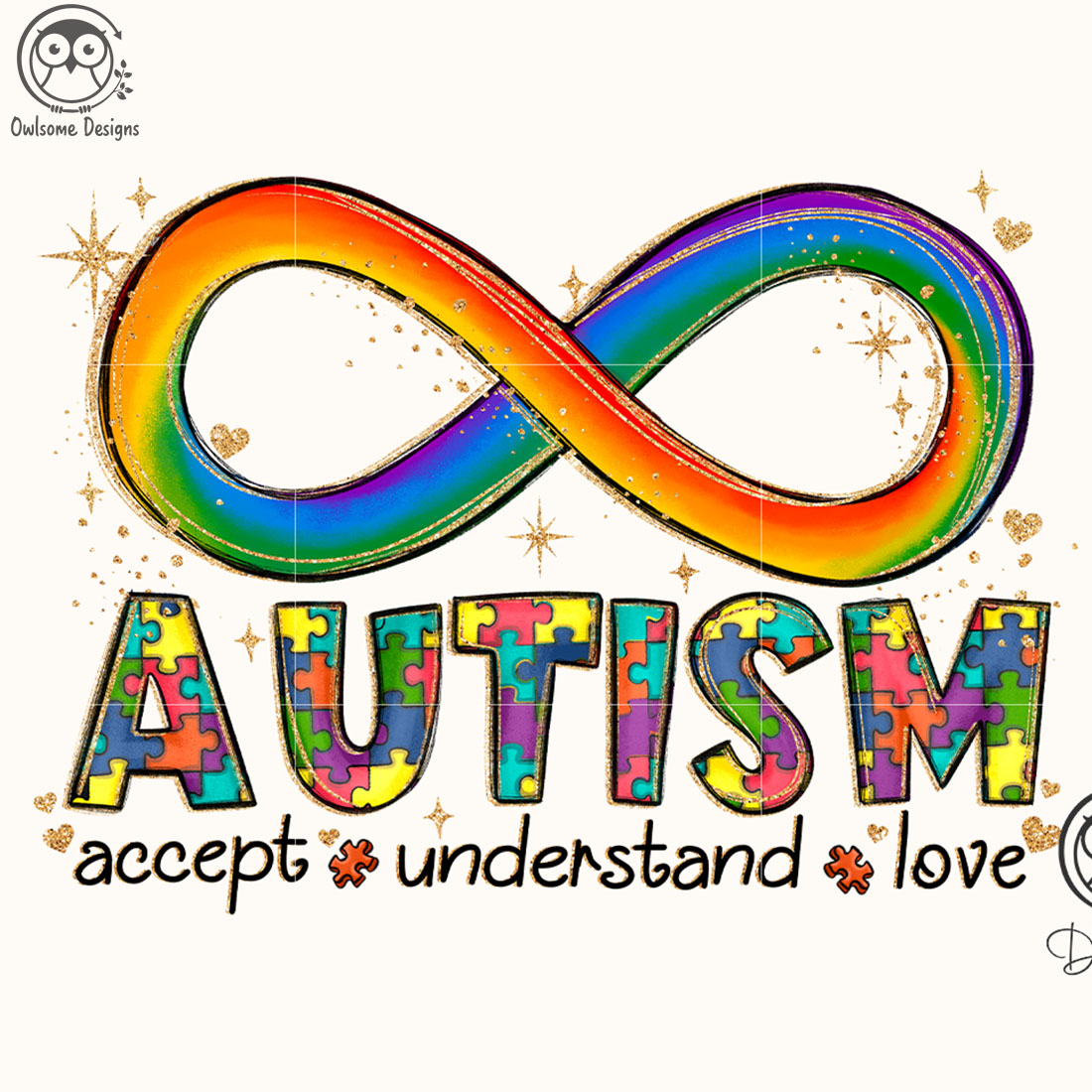 Autism Accept Understand Love PNG Designed cover image.