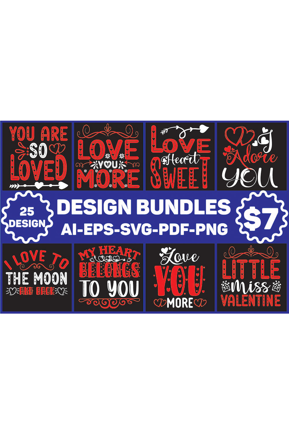 Valentine Designs Bundle pinterest preview image.