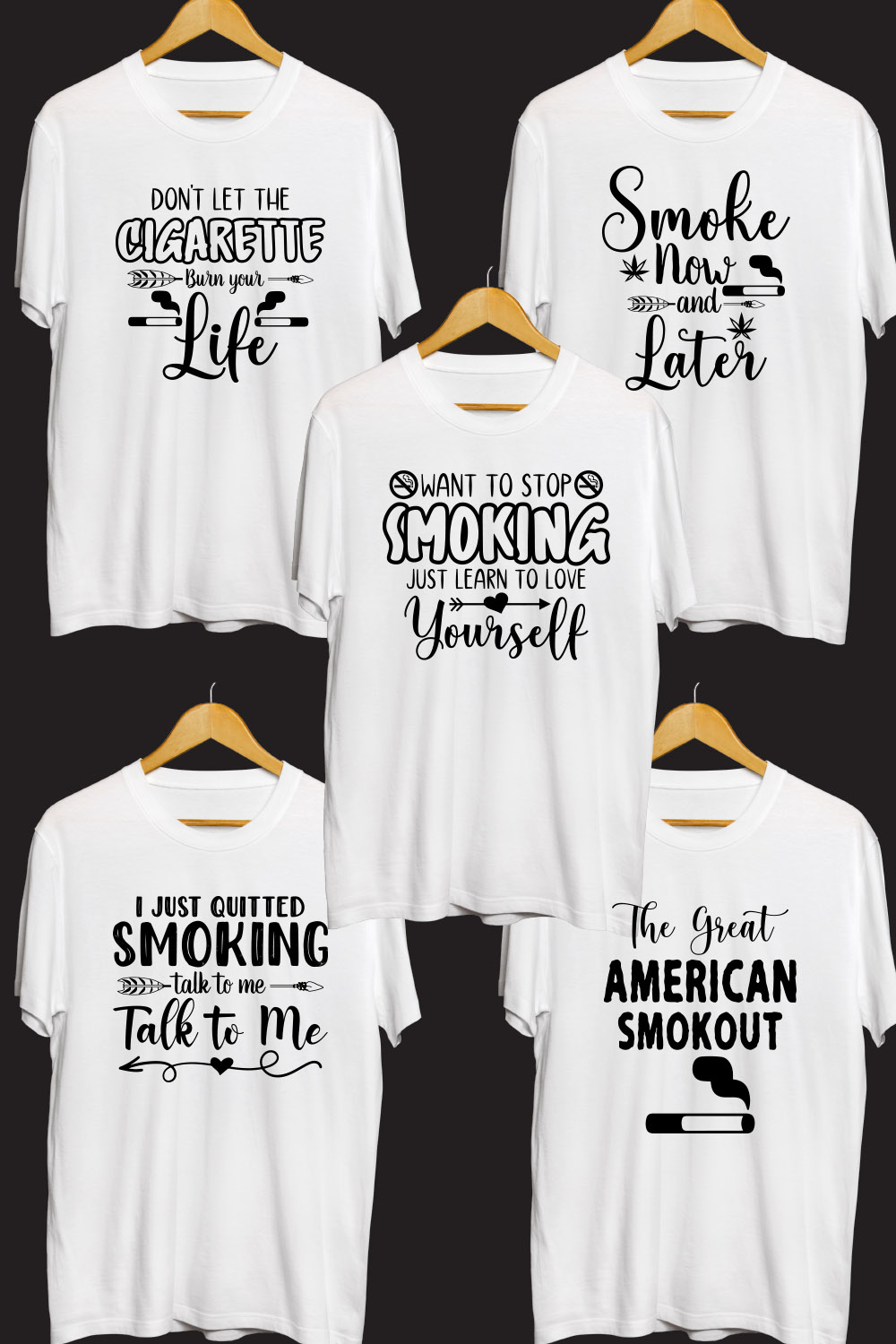 American Smokout SVG T Shirt Designs Bundle pinterest preview image.