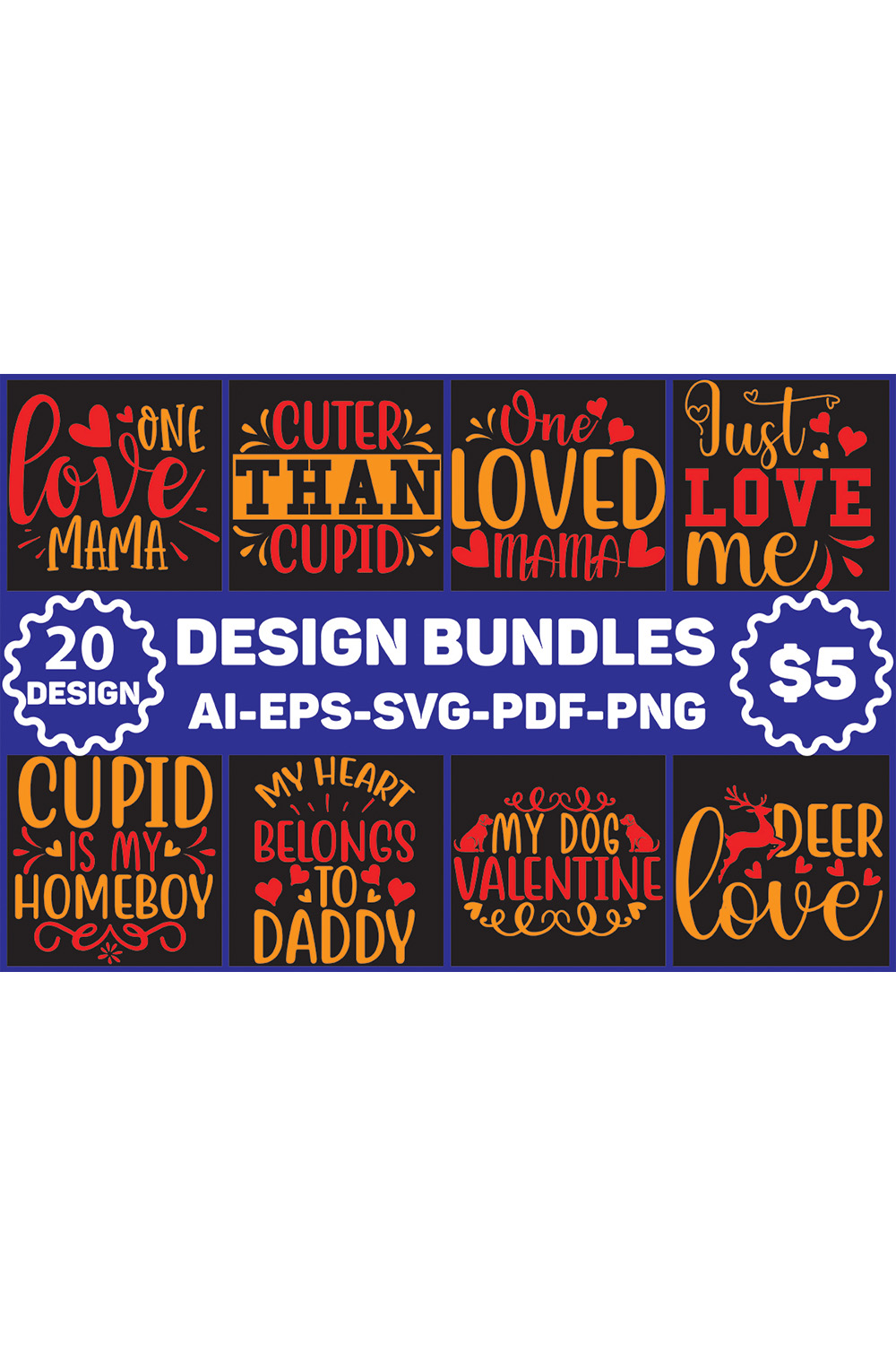 Valentine Day Designs Bundle pinterest preview image.