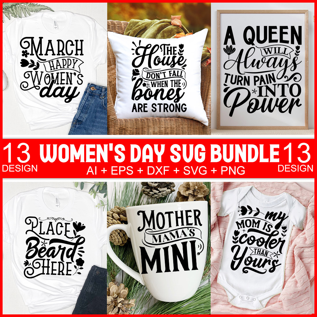 women\'s day svg bundle preview image.