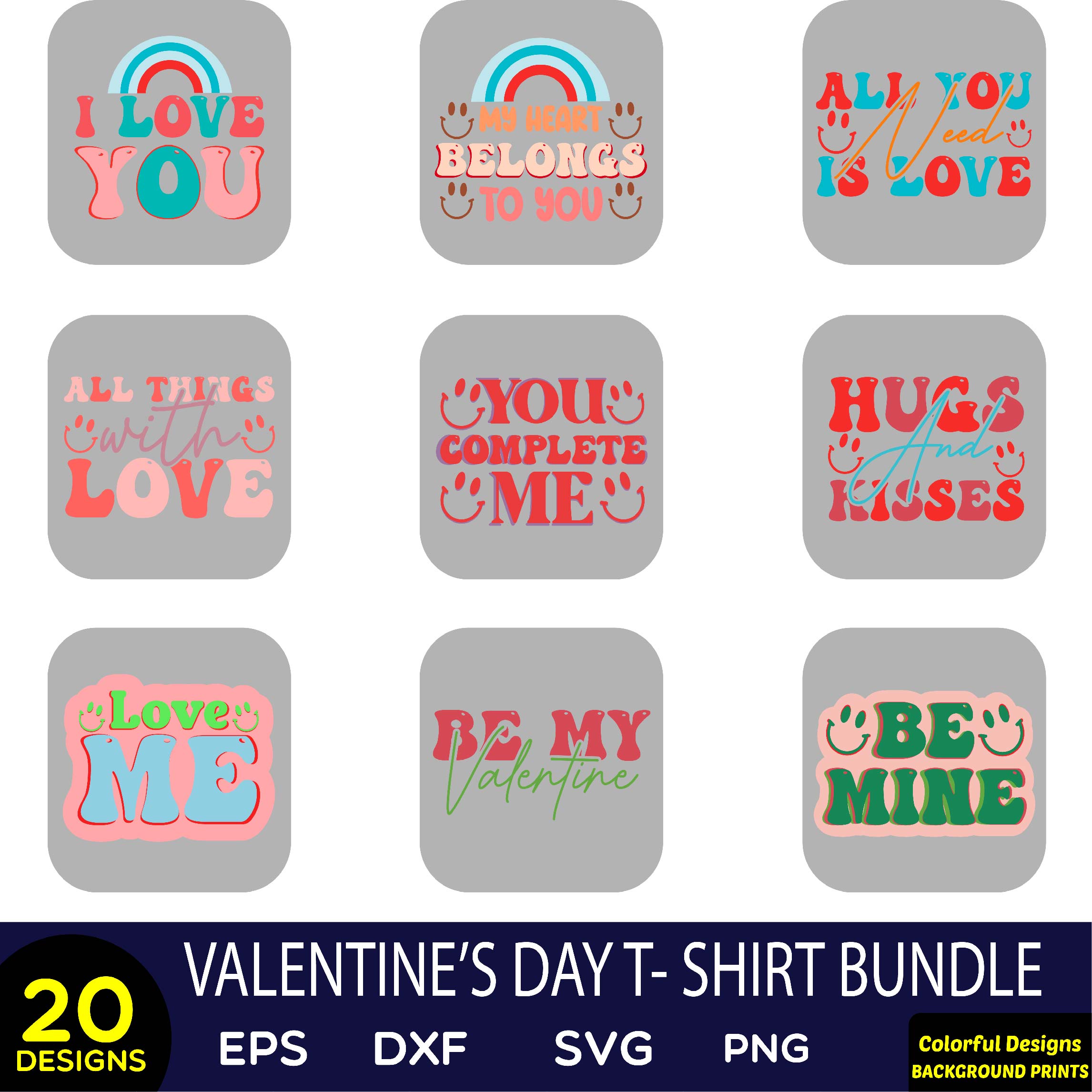 valentine's day t-shirt bundle preview image.