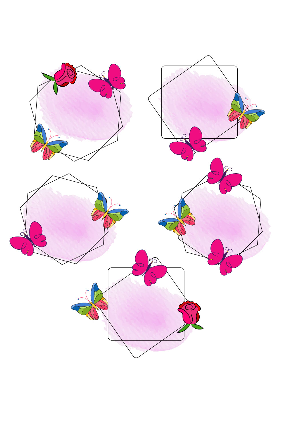 Floral butterfly svg bundle pinterest preview image.