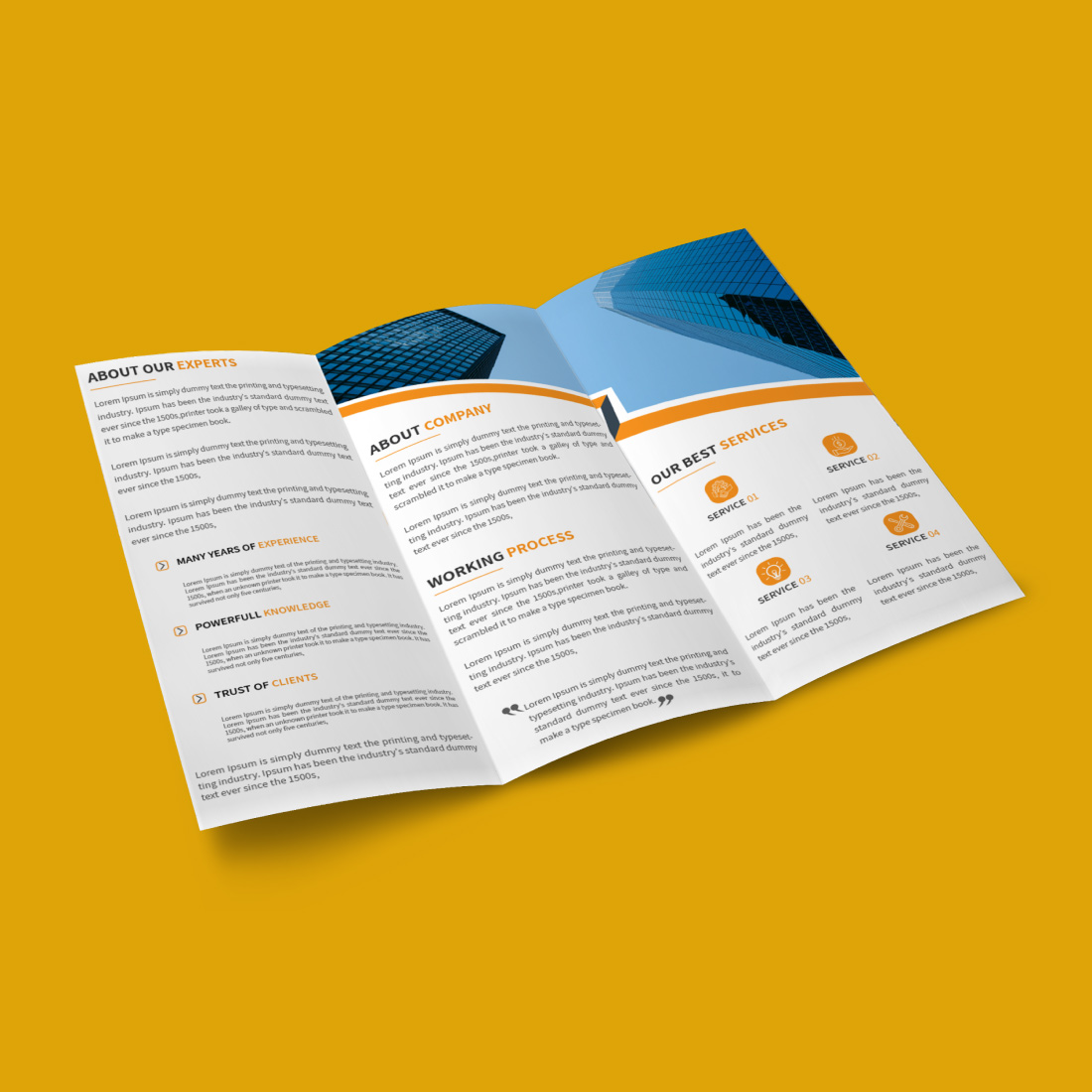 Corporate trifold brochure business template preview image.