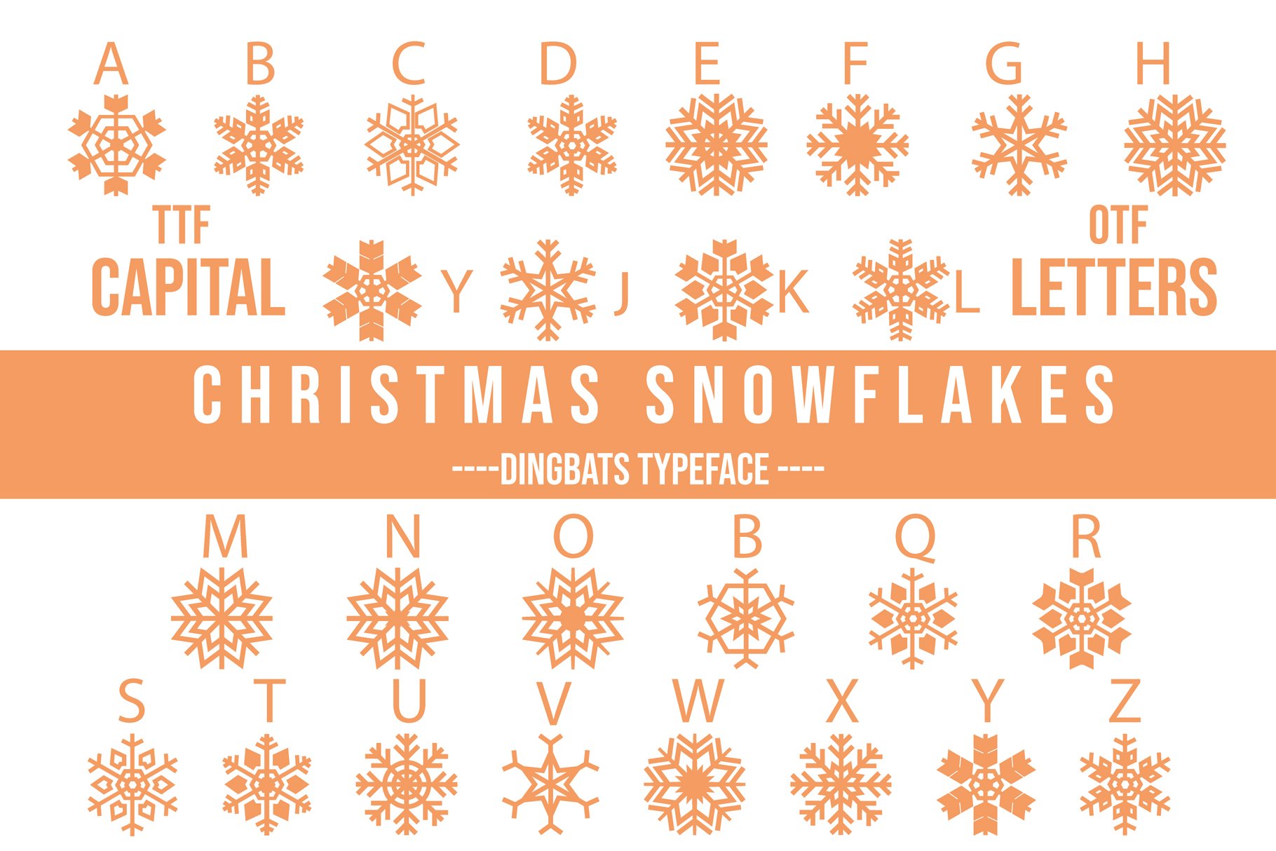 Christmas Snowflakes Dingbats Font preview image.