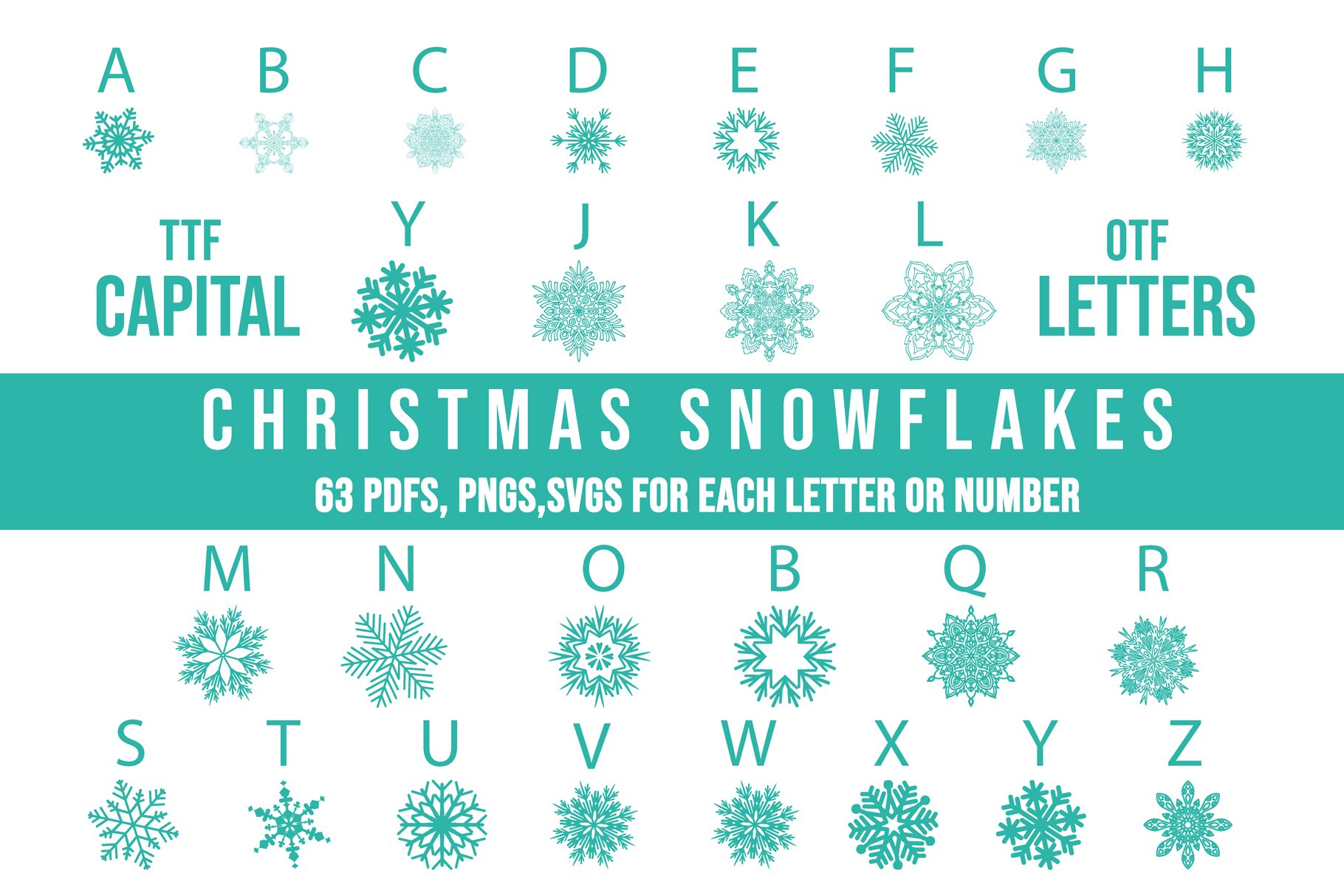 Christmas Snowflakes Dingbats Font preview image.
