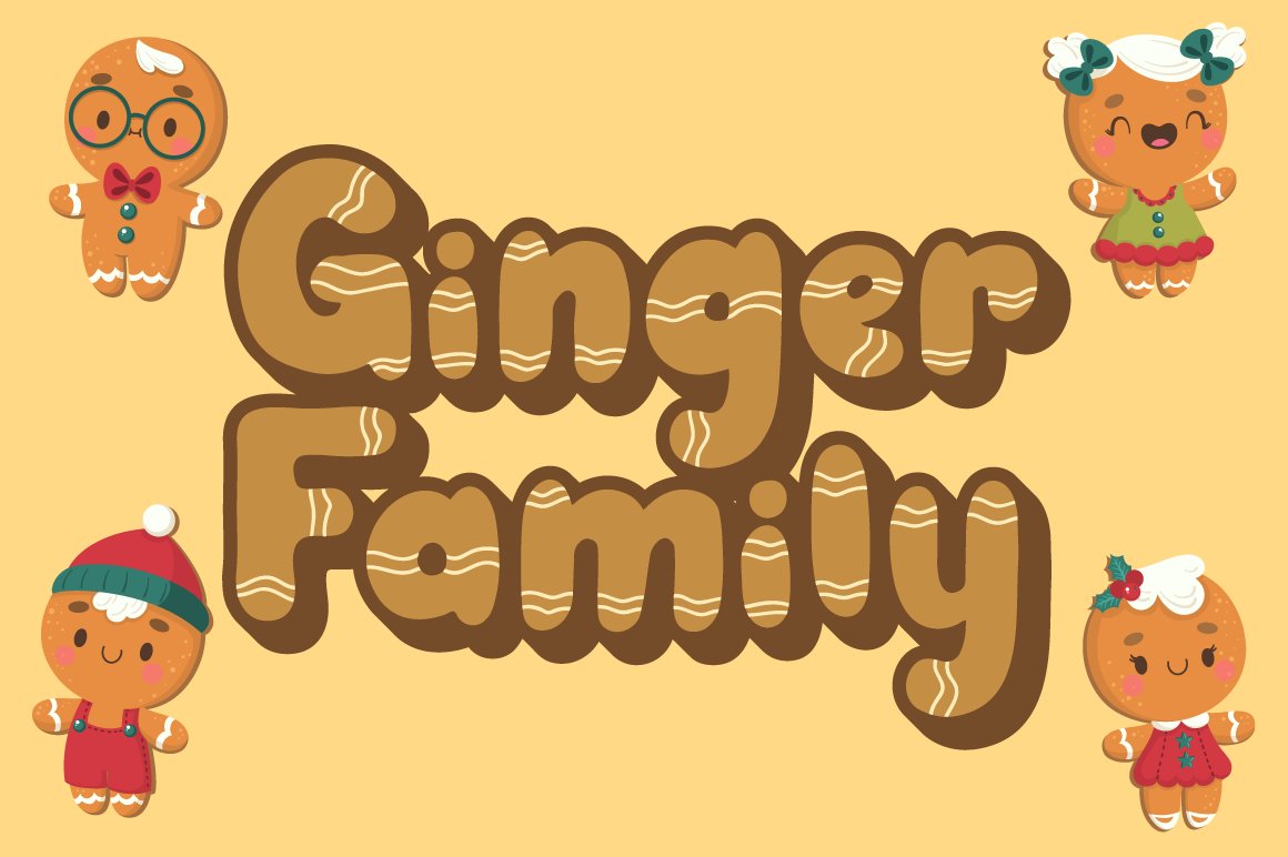 2 gingerman family cartoon with display font 198