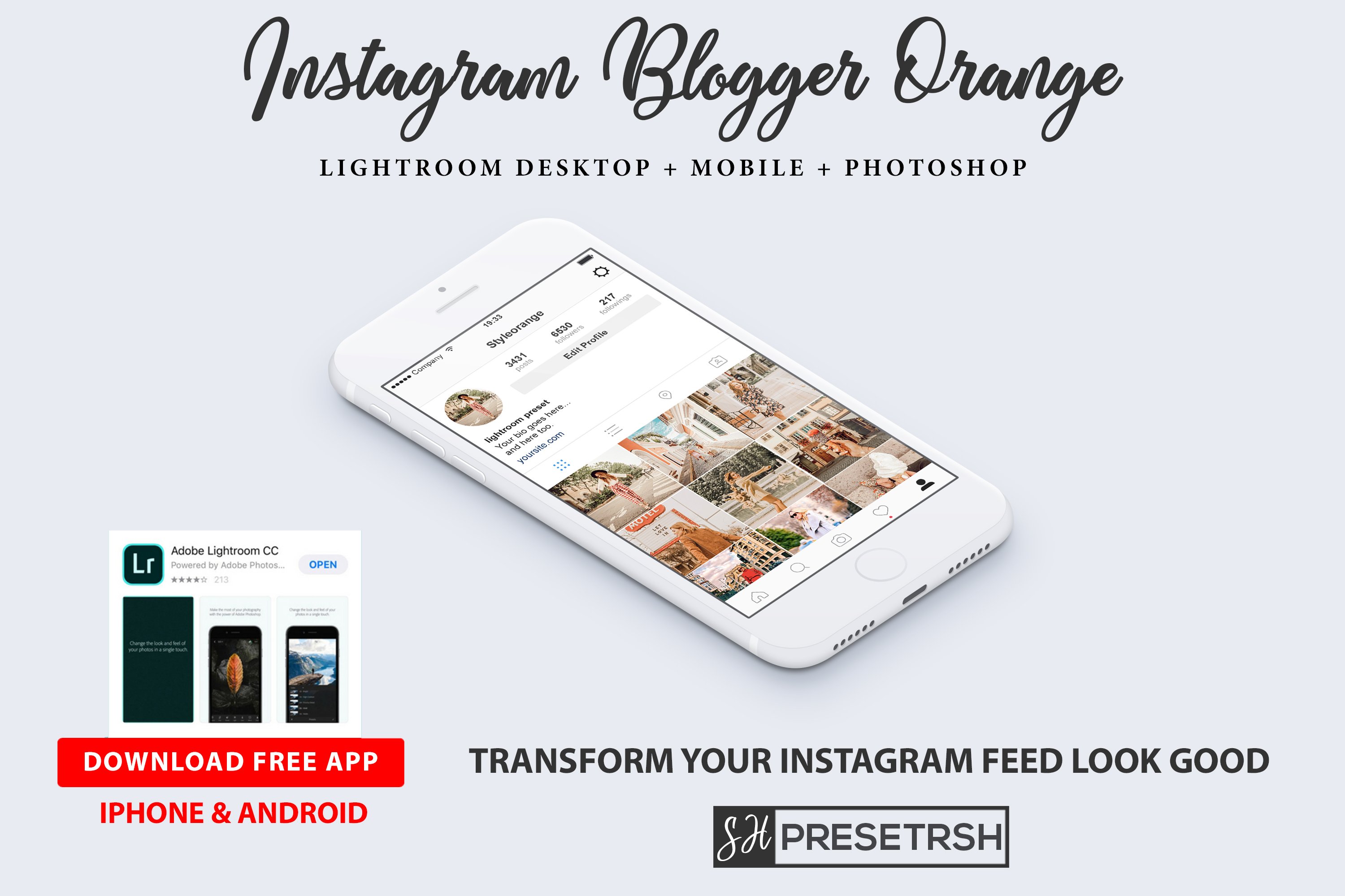 Orange Instagram Blogger Presetspreview image.