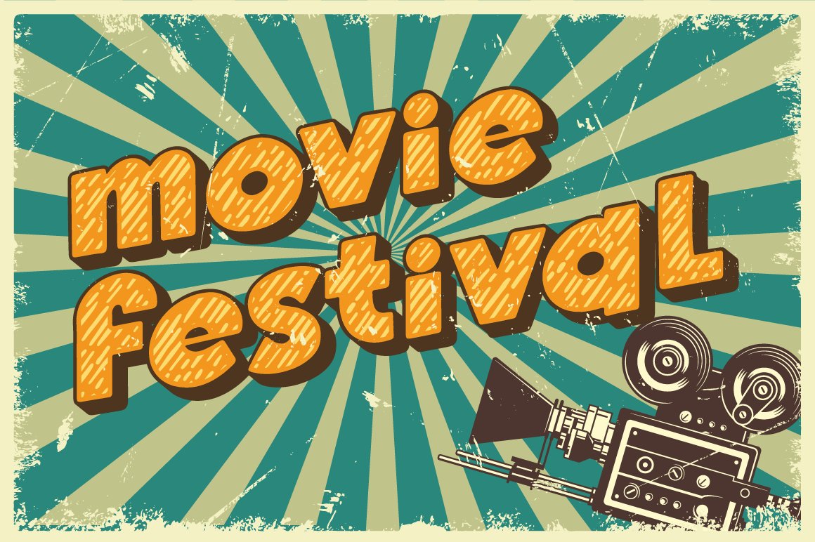 2 movie festival poster with camera and textured background 393