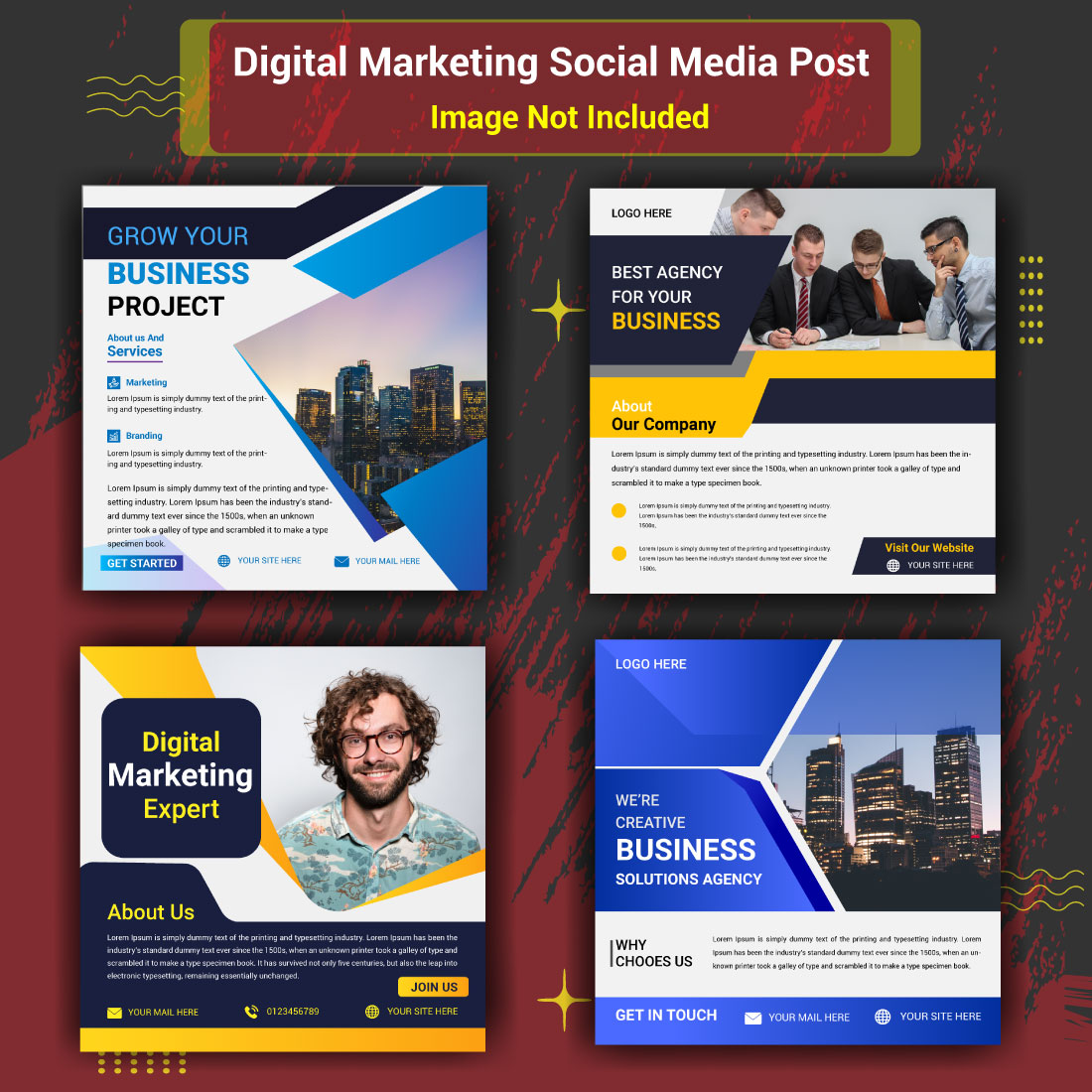Digital marketing corporate social media post template and design preview image.