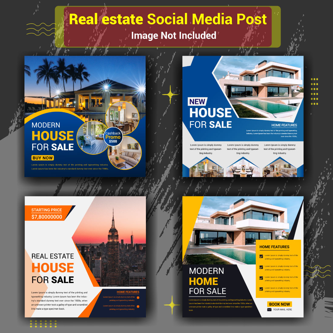 Real estate house social media post And Web banner template Design cover image.