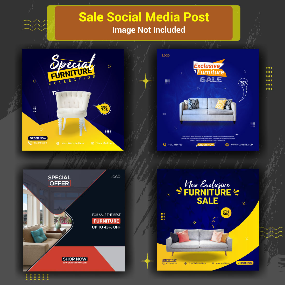 Furniture sale social media and web banner post template Design preview image.