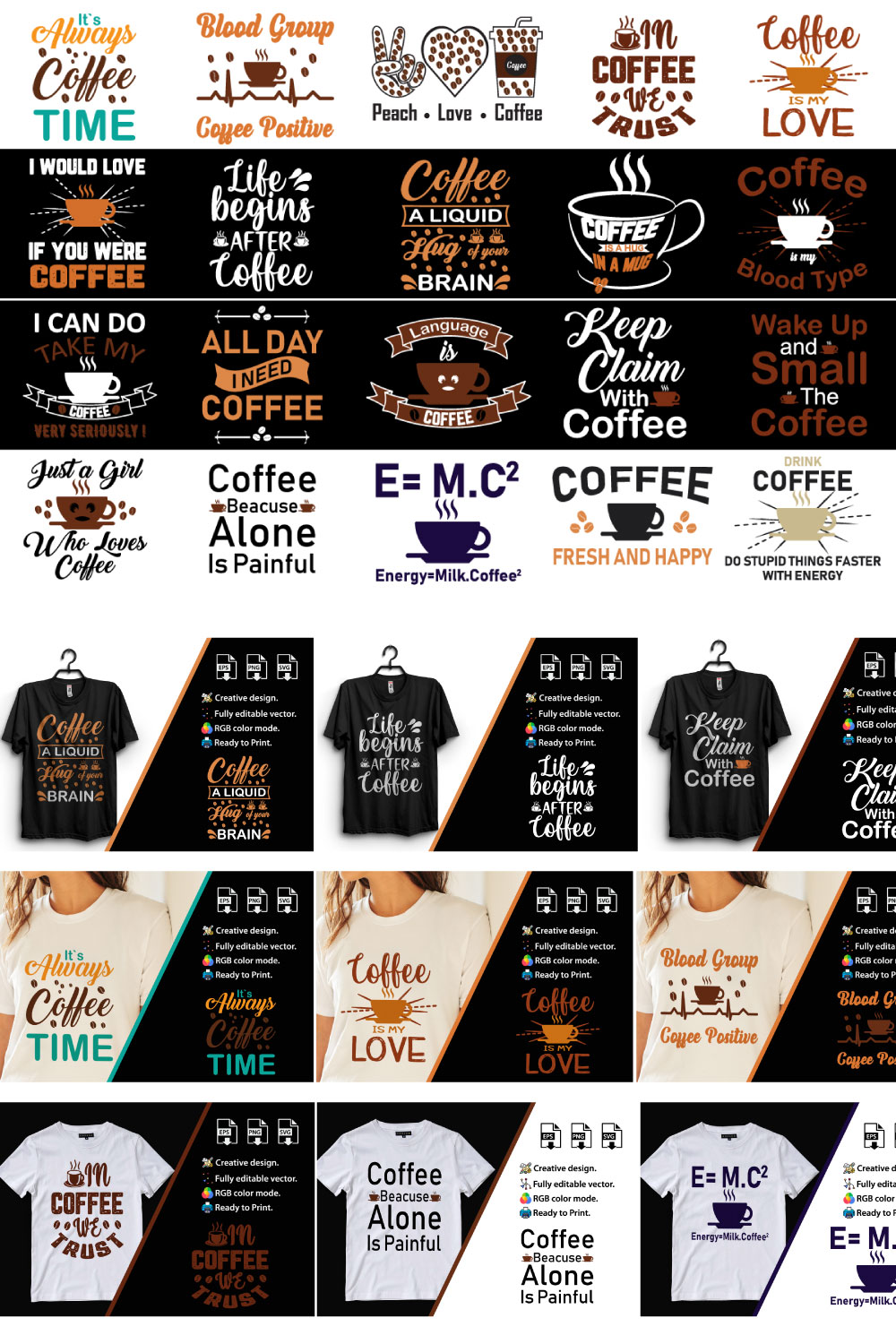 Coffee Quotes Svg Bundle 20 Design pinterest preview image.