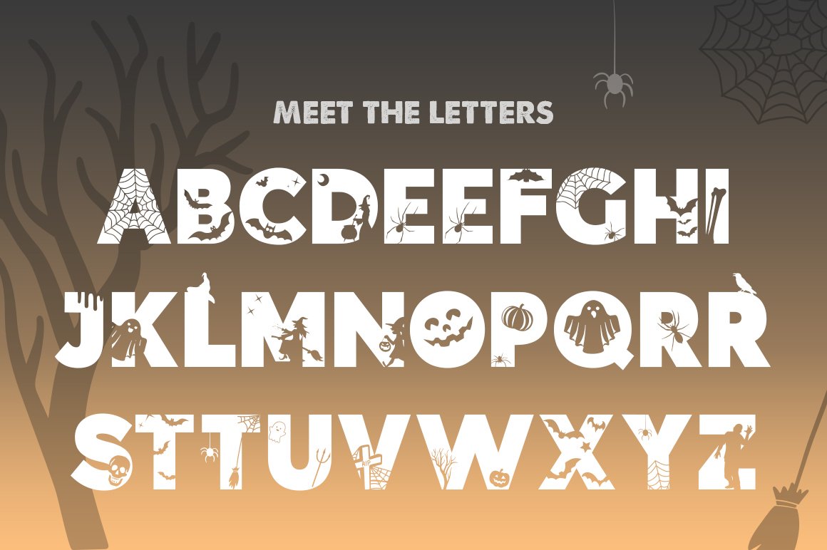 Trick or Treat Silhouette Font preview image.