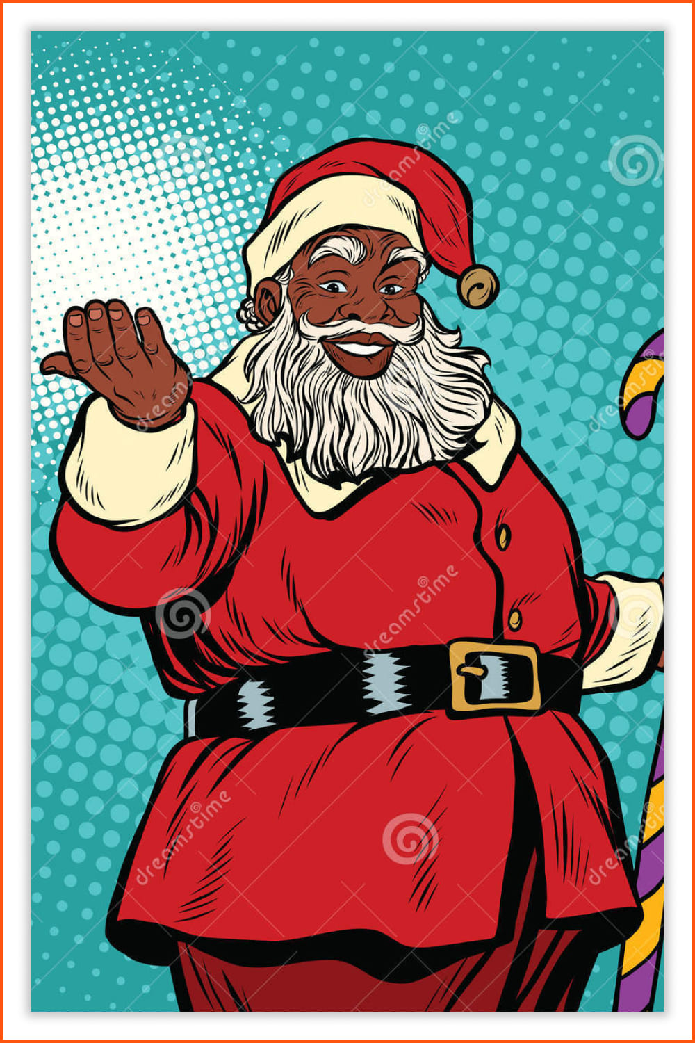 A fun pop art retro African American Black Santa Claus.