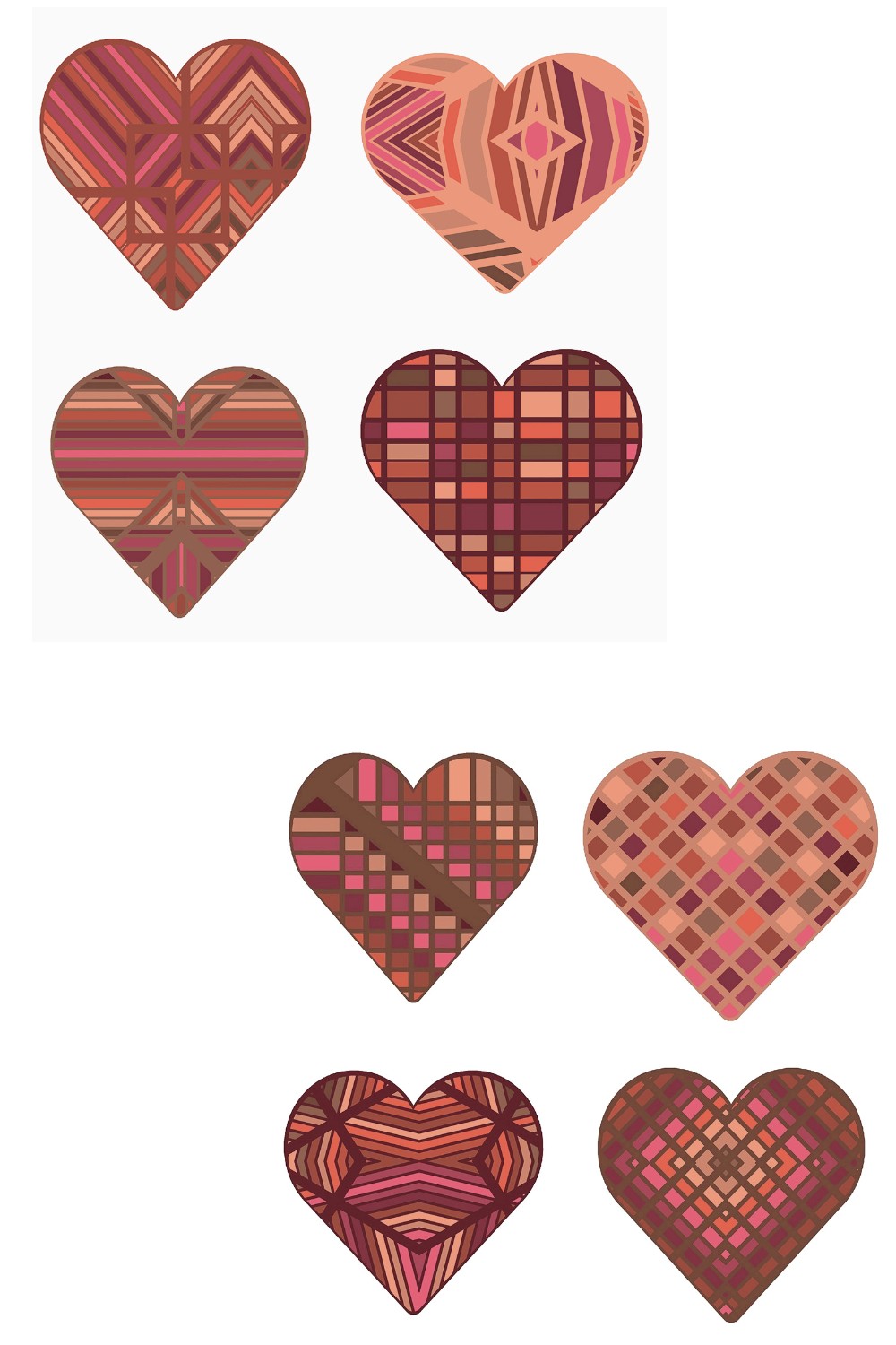 Lipstick Palate Heart Shaped Design set of 8 PNG Files pinterest preview image.
