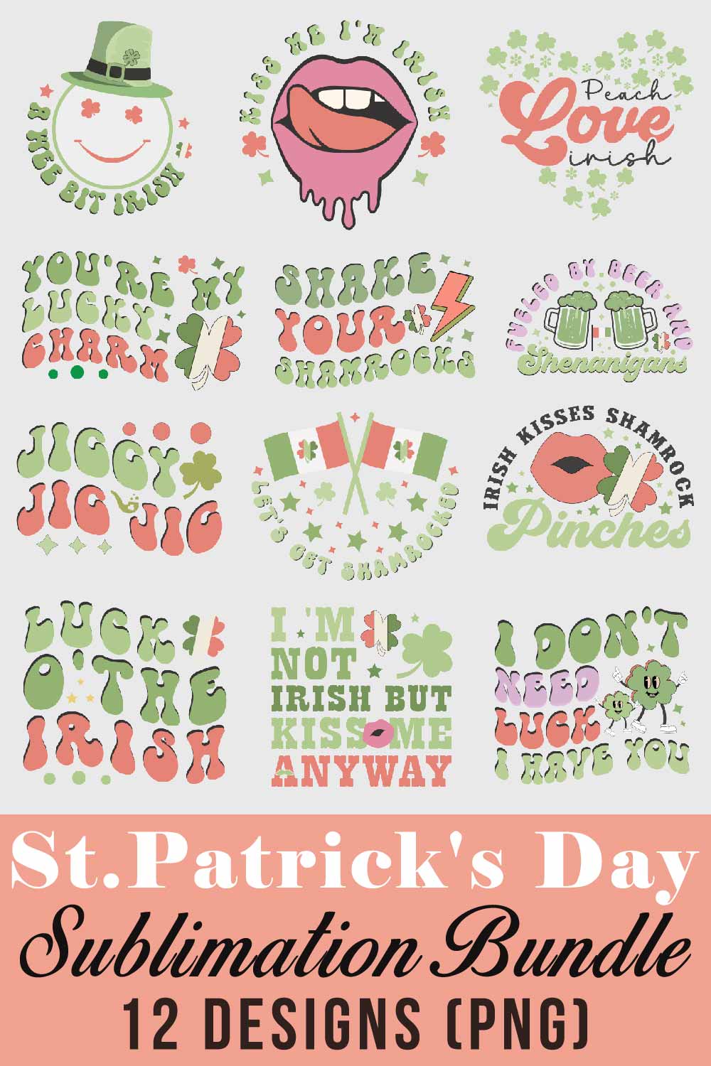 Stpatrick\'s Day Sublimation Bundle pinterest preview image.