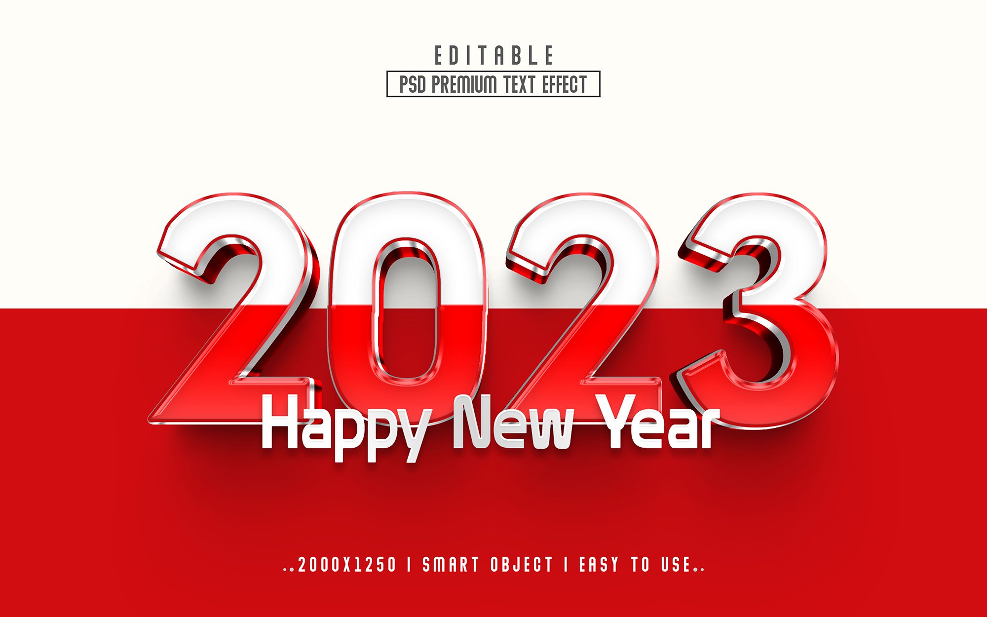 Happy new year 2023 3D text effectcover image.
