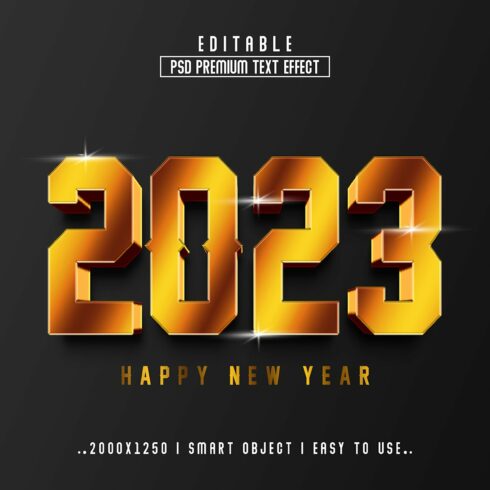 2023 Happy New Year 3D Editable Textcover image.