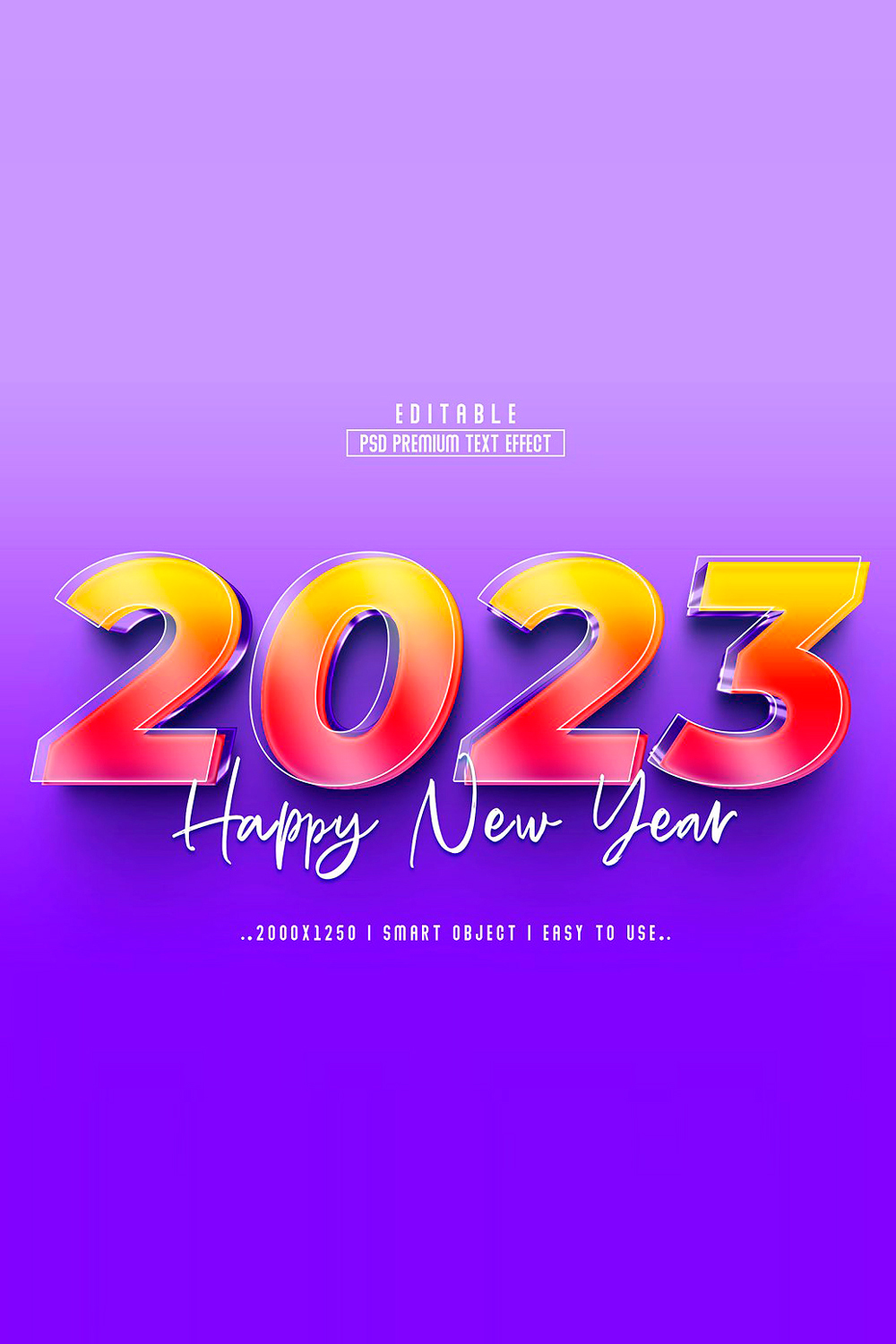 Happy new year greeting card with a purple background.