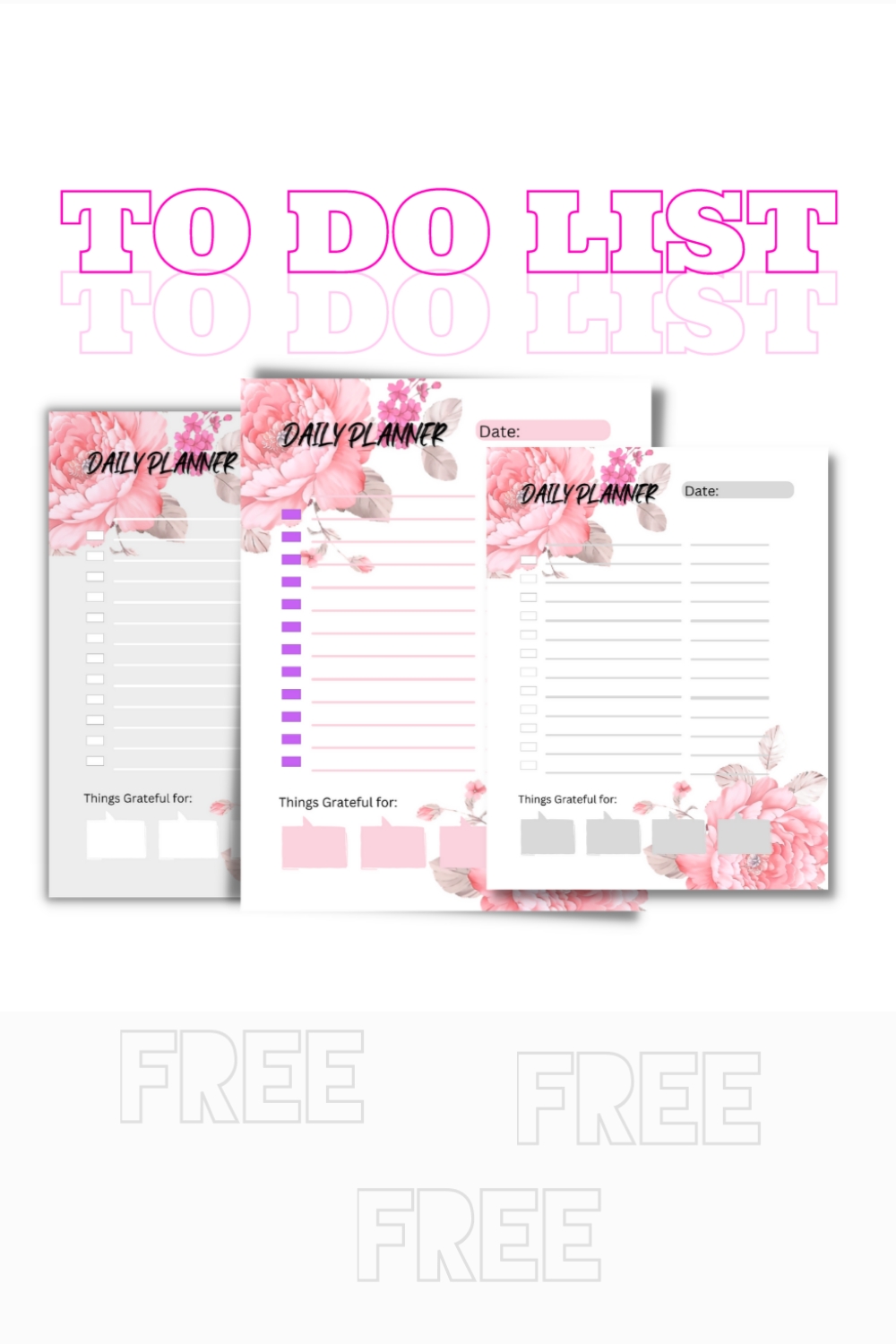 Free Printable Daily Planner Templates | To Do List pinterest preview image.