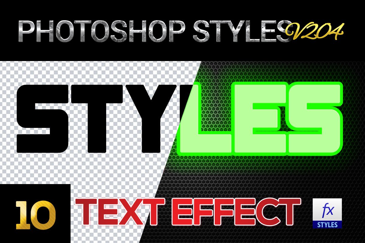 10 creative Photoshop Styles V204cover image.