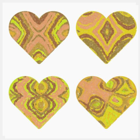 Desert Yellow Watercolor Valentine Heart Cutout Set of 8 cover image.