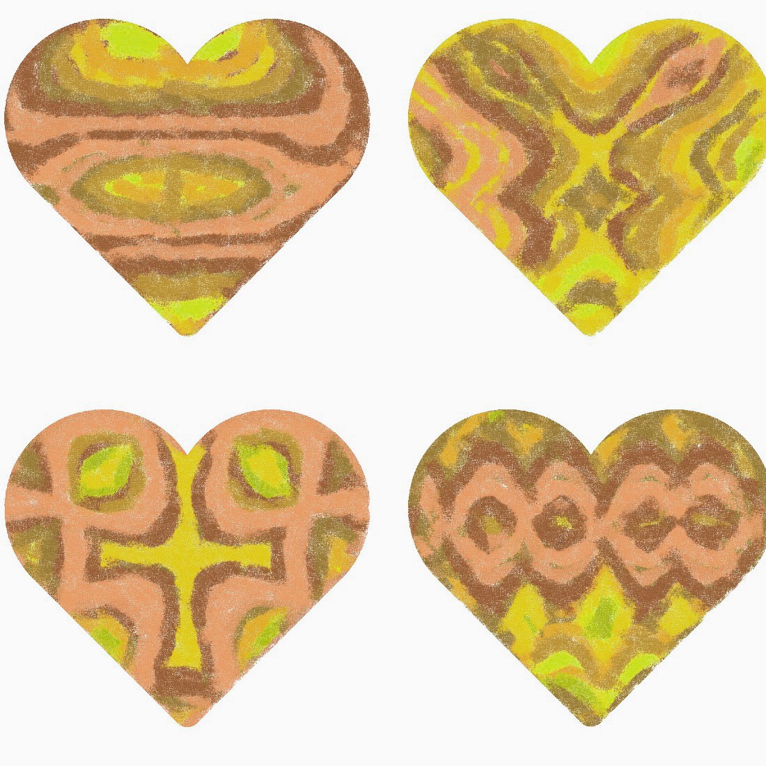 Desert Yellow Watercolor Valentine Heart Cutout Set of 8 preview image.
