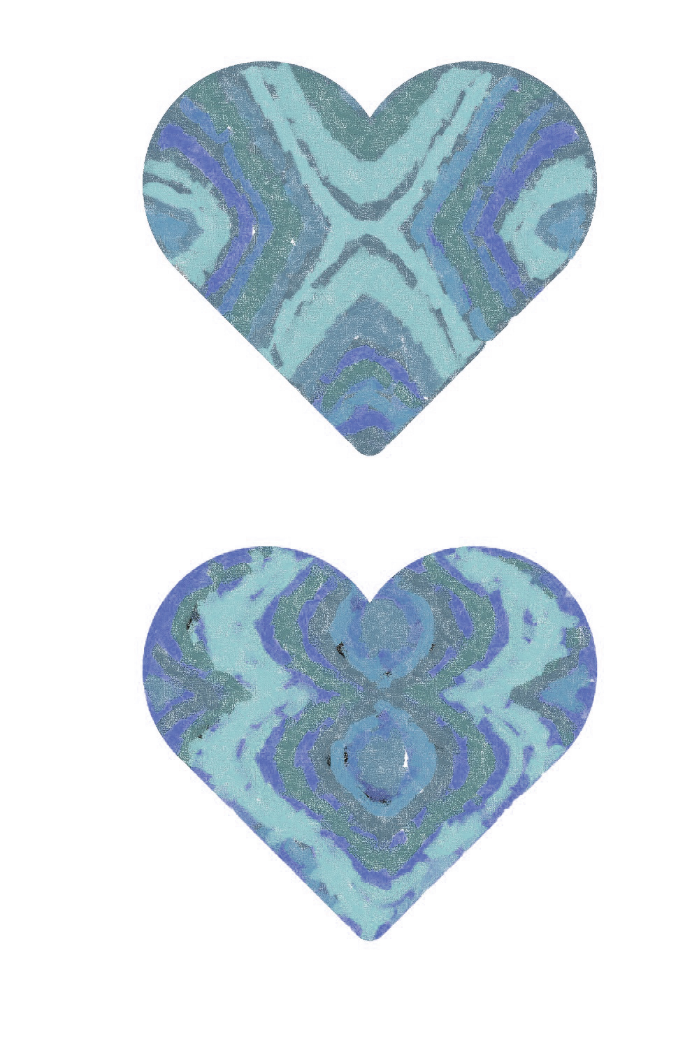 Dusty Blue Watercolor Valentine Heart Cutout Set of 8 pinterest preview image.