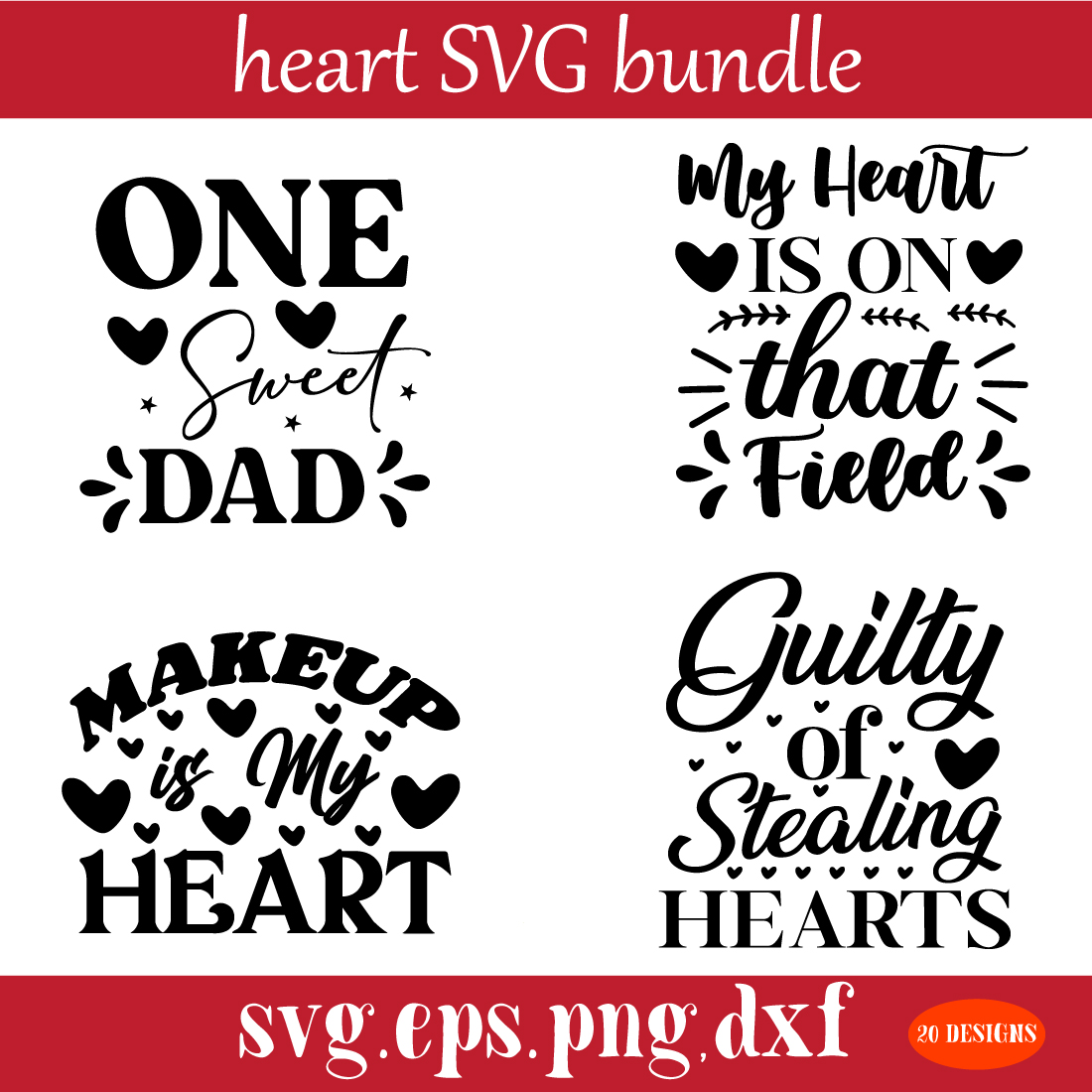 heart SVG bundle preview image.