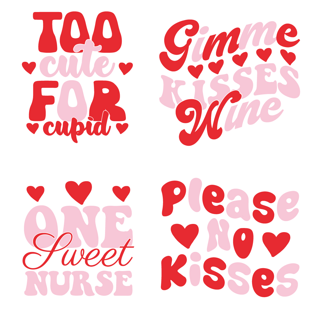 20 Retro heart SVG bundle preview image.