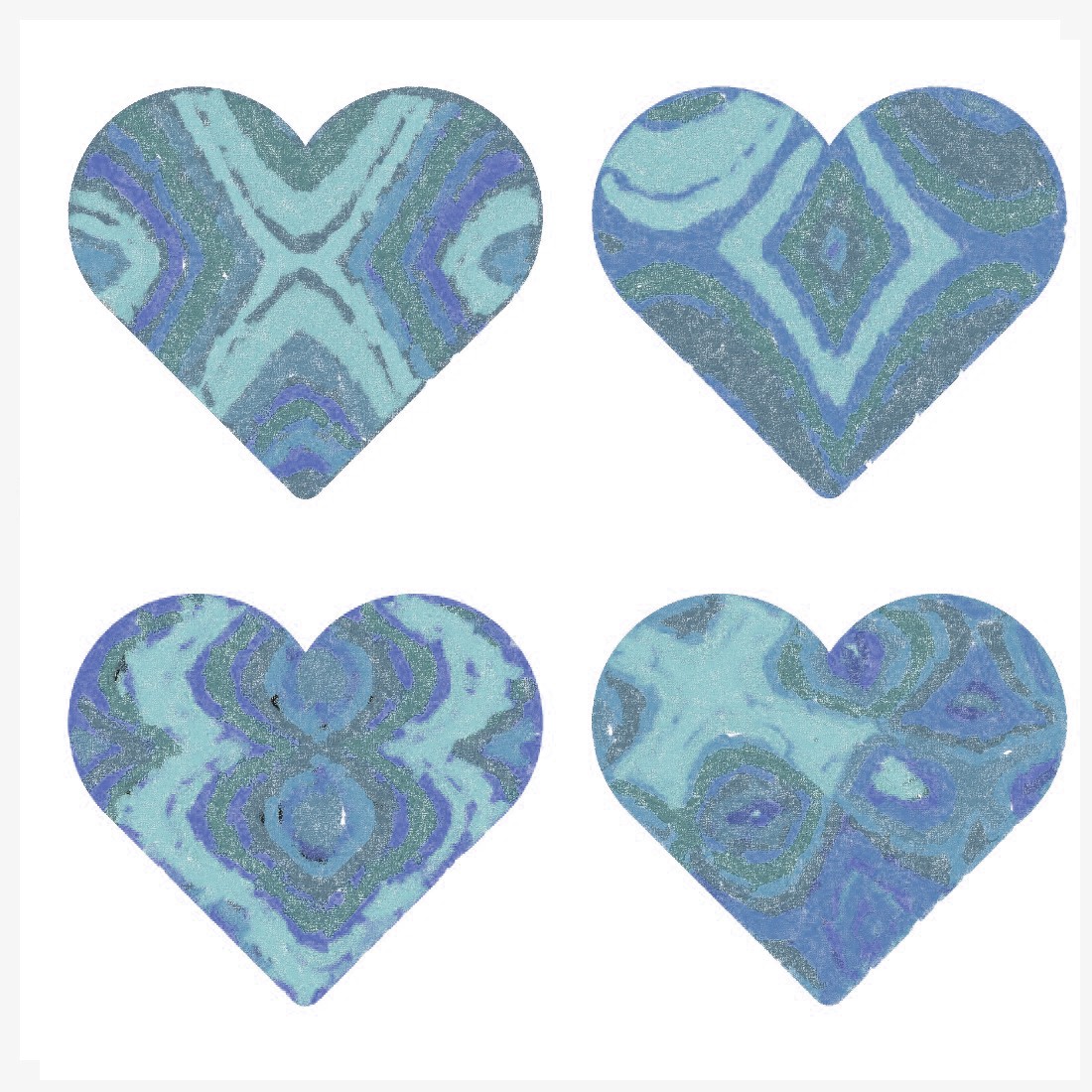 Dusty Blue Watercolor Valentine Heart Cutout Set of 8 cover image.
