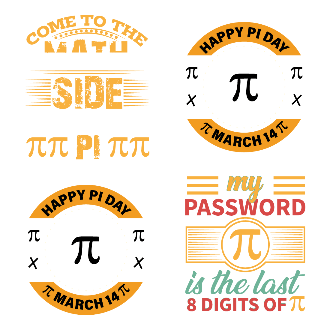 Pi Day t-shirt design preview image.